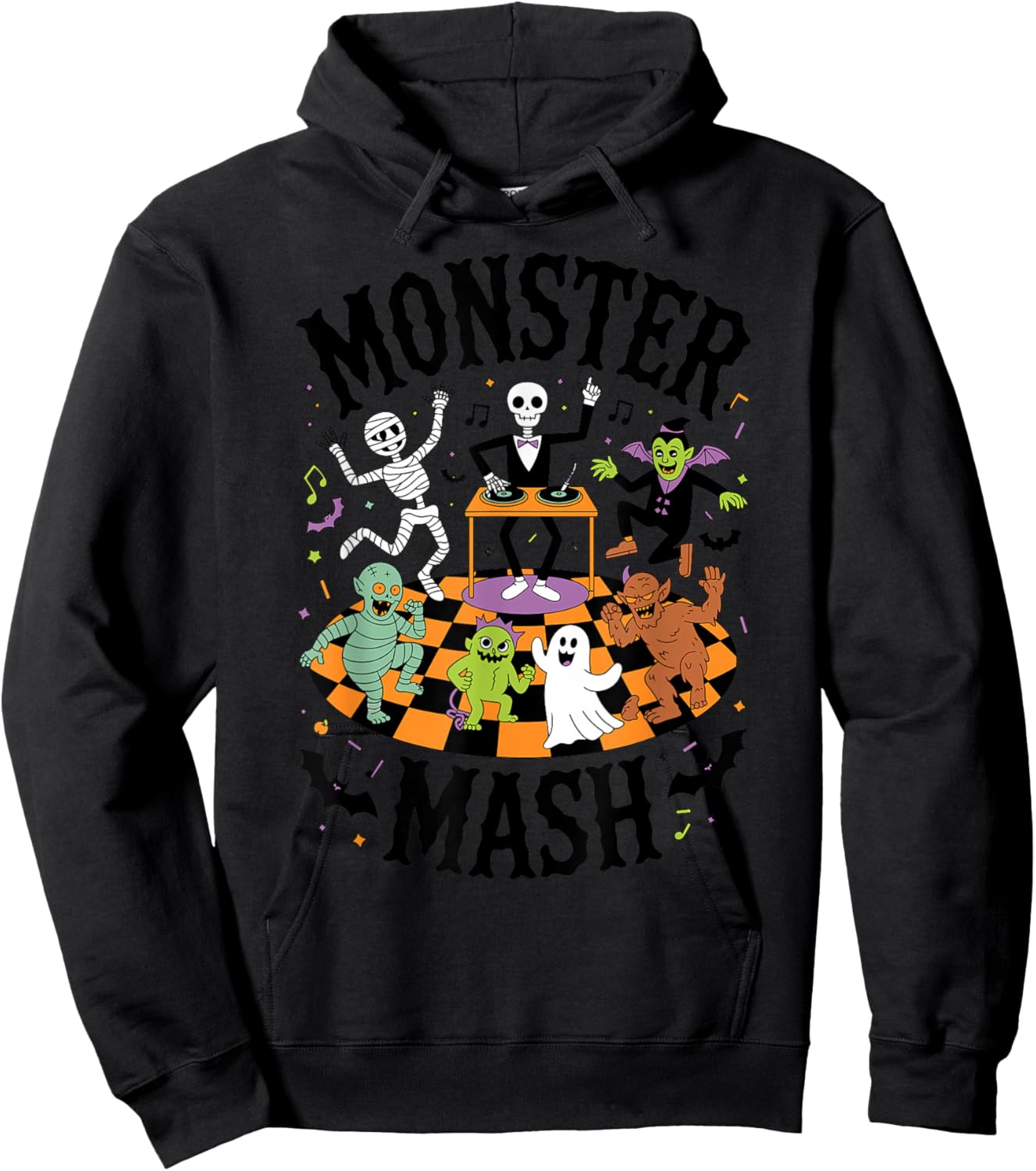 Monster Mash Halloween Party Dancing Monsters DJ Skeleton Hoodie - Hoodie | Black