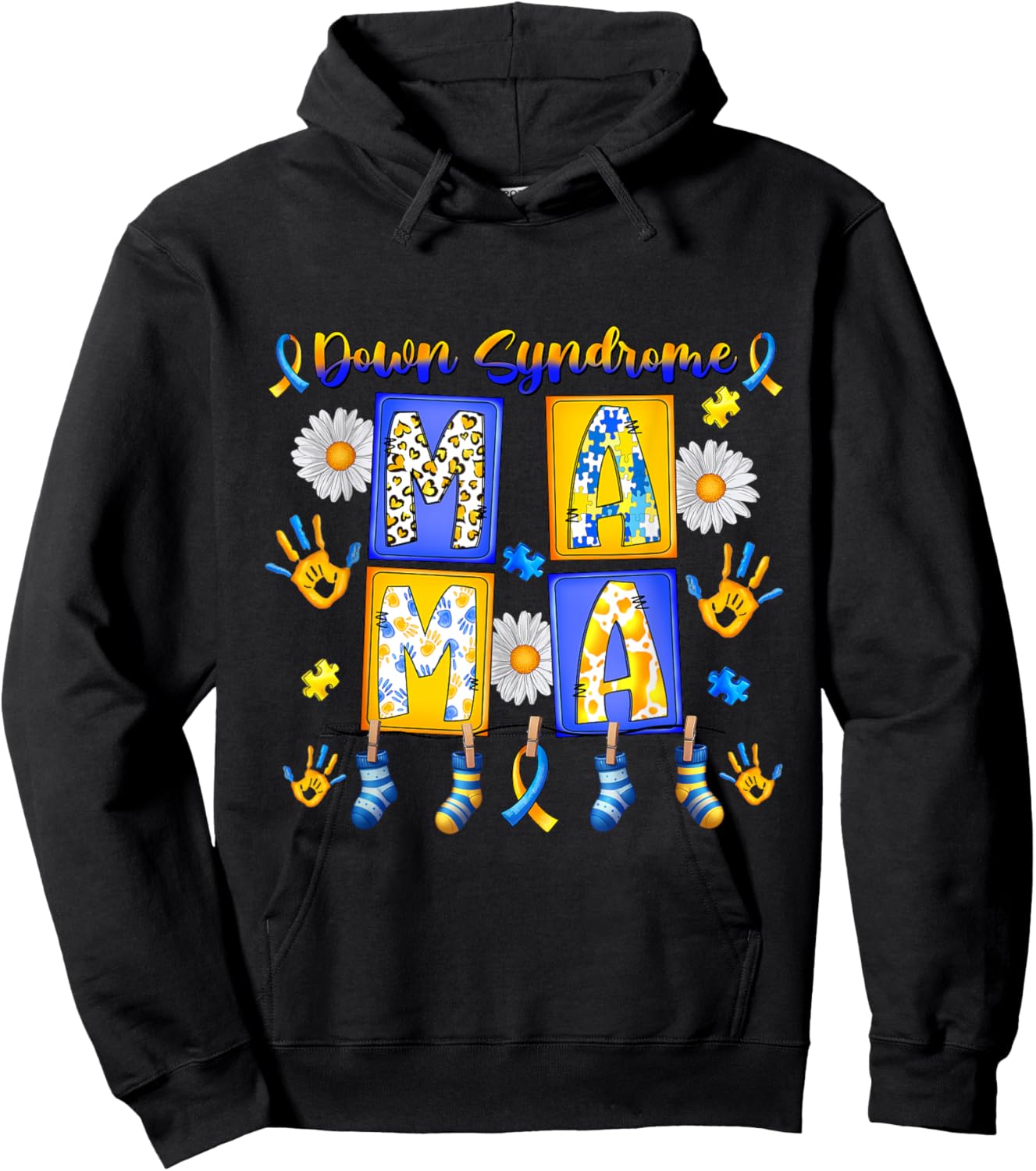 Down Syndrome Mama Rock your socks groovy the lucky few Hoodie - Hoodie | Black