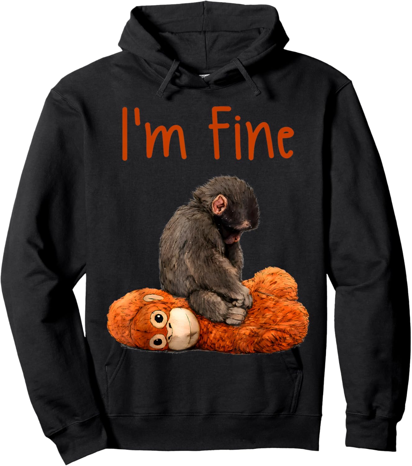 I’m Fine Cute Baby Monkey Punch Men Women Kids Hoodie - Hoodie | Black