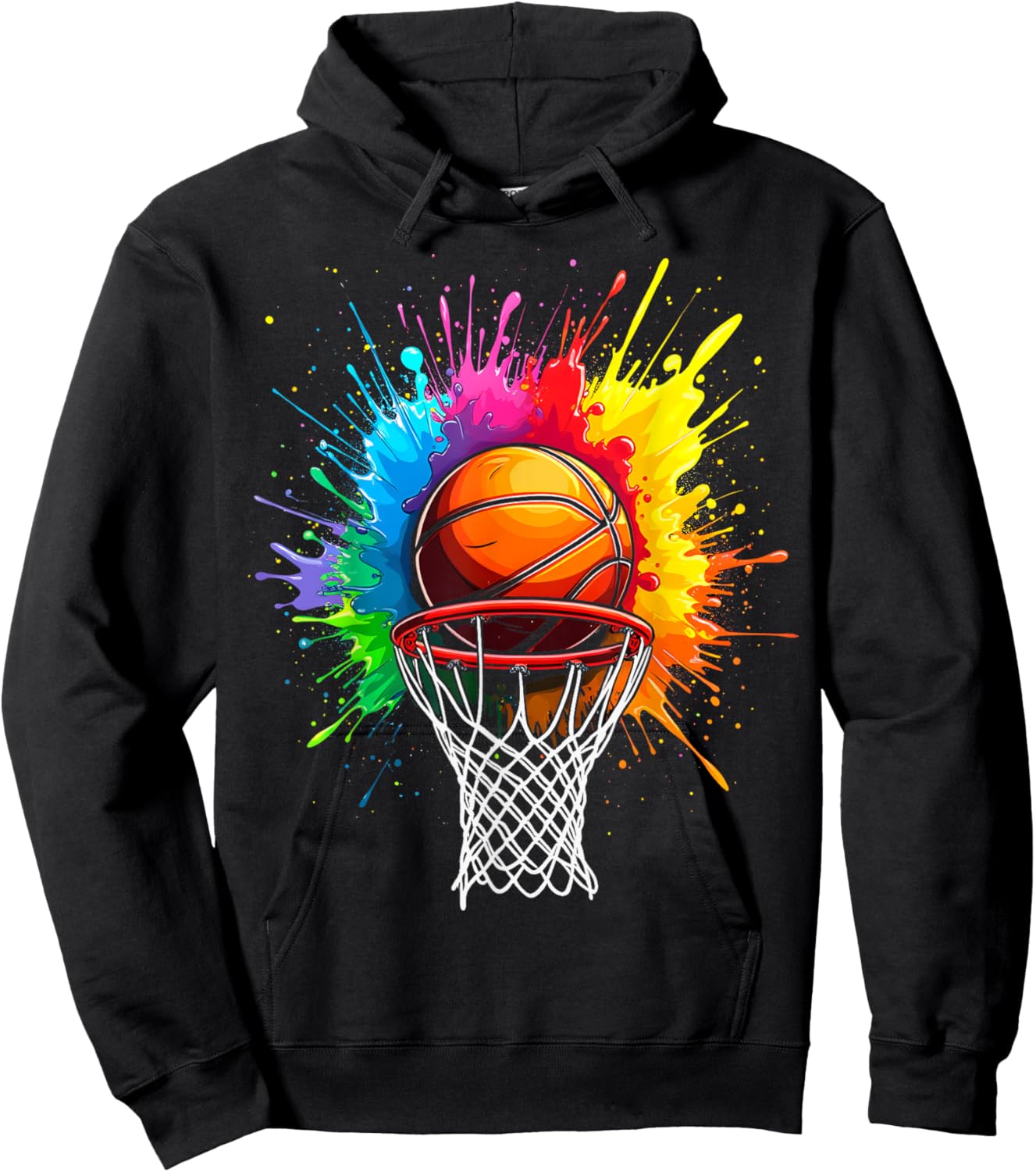 Basketball Hoop Color Art Hoodie - Hoodie | Black