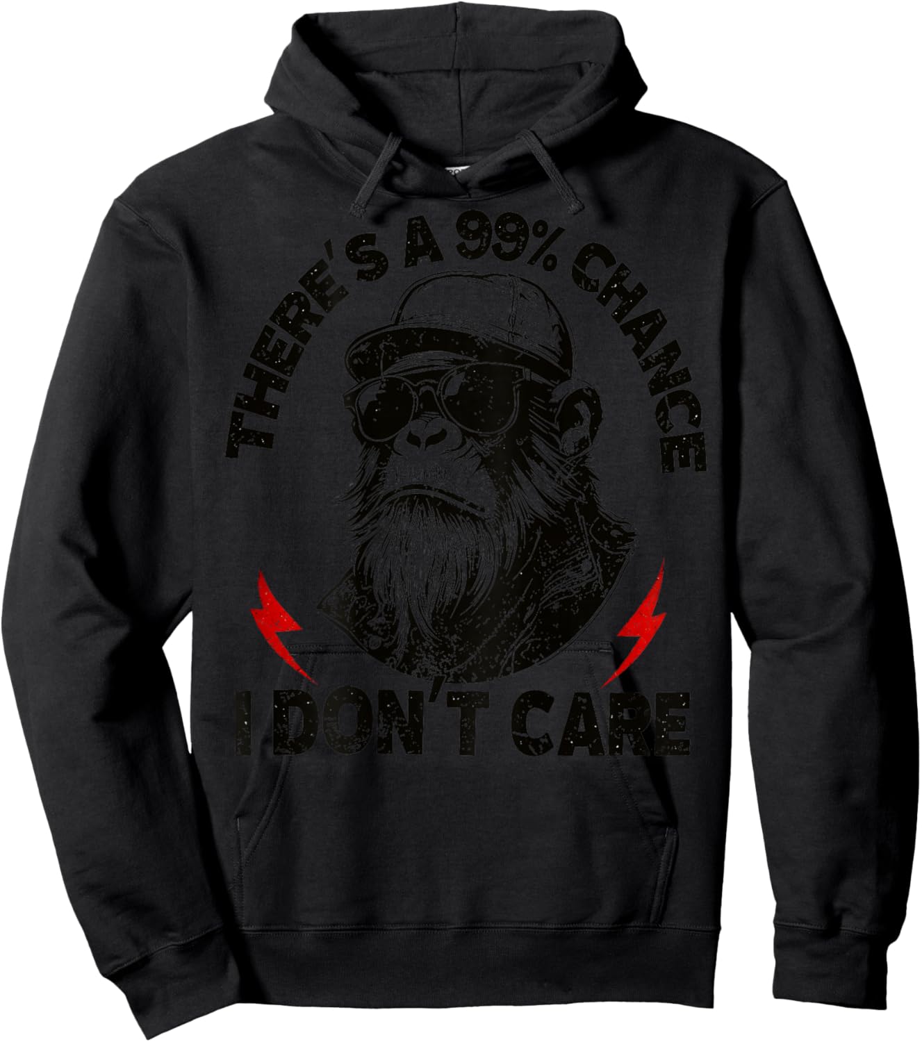 (ON Back) There's A 99% Chance I Don't Care Funny Monkey Men Hoodie - Hoodie | Black