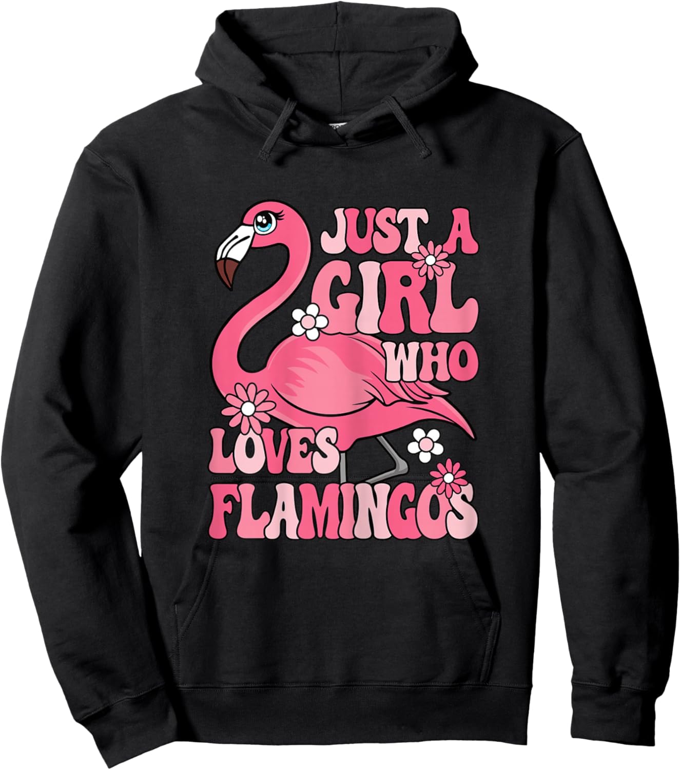 Just A Girl Who Loves Flamingos Groovy Flamingo Lover Girls Hoodie - Hoodie | Black