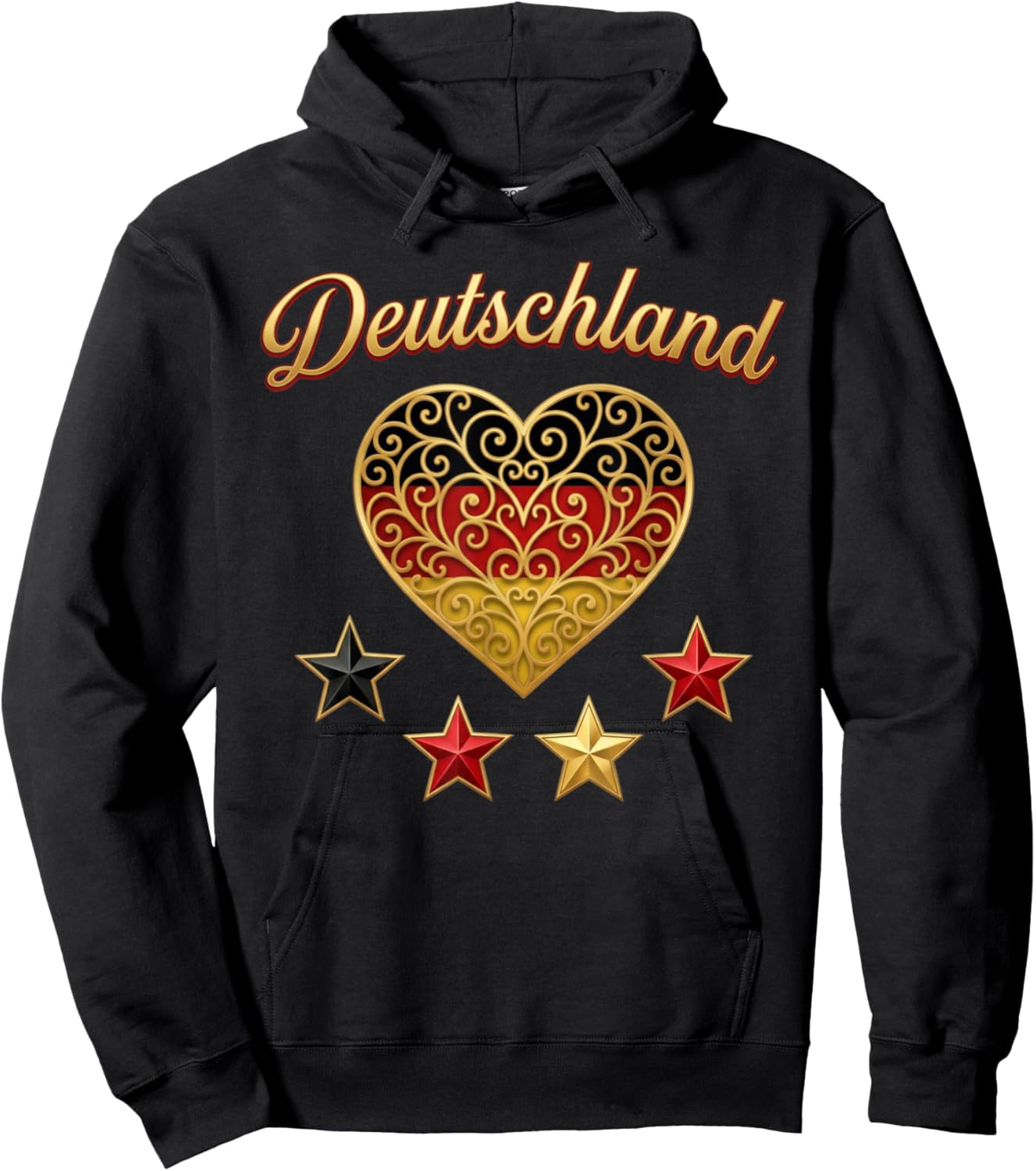 Deutschland Sterne und Herz Germany Hoodie - Hoodie | Black