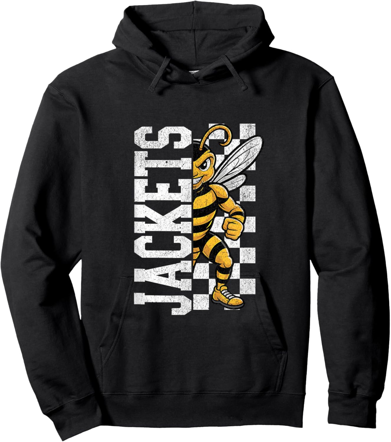 Fierce Yellow Jacket Half Mascot Design Hoodie - Hoodie | Black