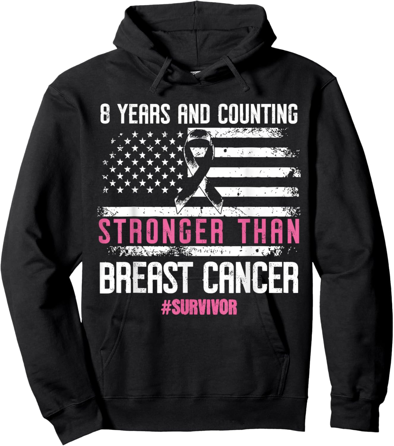 Stronger Than Breast Cancer 8 Years and Counting Survivor Hoodie - Hoodie | Black