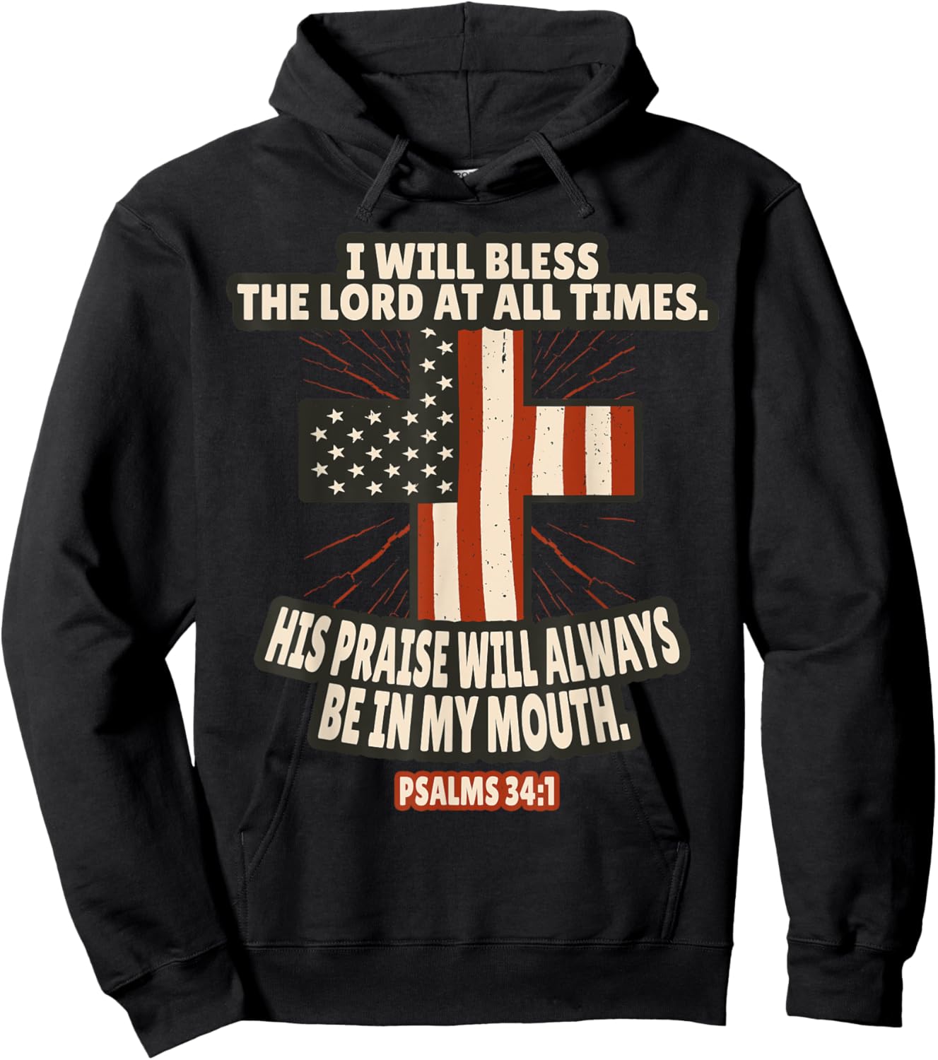 Psalms 34:1 Bible Verses Scripture Hoodie - Hoodie | Black