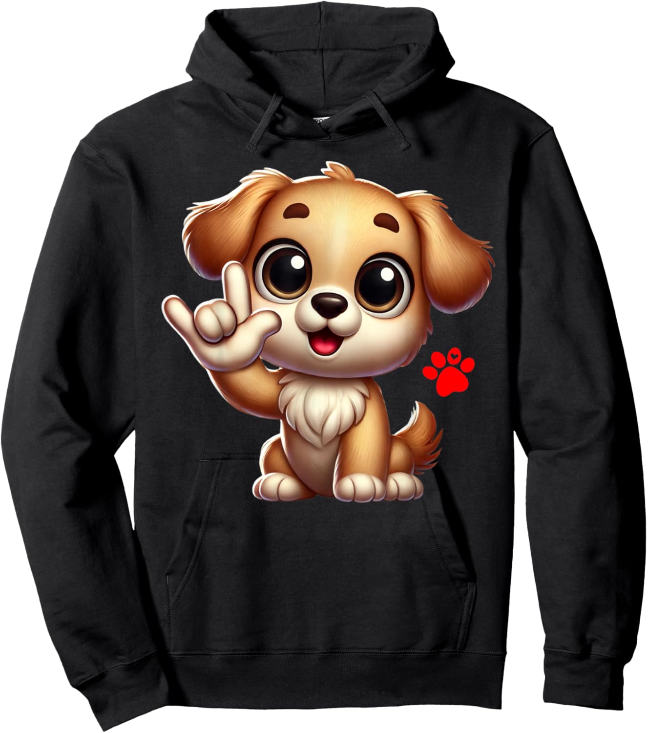 Cute Puppy Love You Sign Language ASL Dog Lover Hoodie - Hoodie | Black
