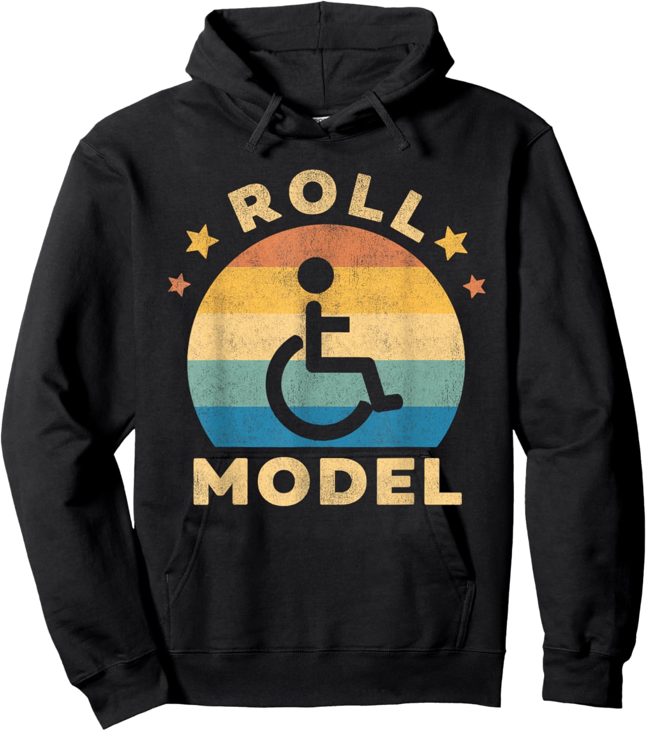 Funny Wheelchair Humor Retro Handicap Disability Roll Model Hoodie - Hoodie | Black
