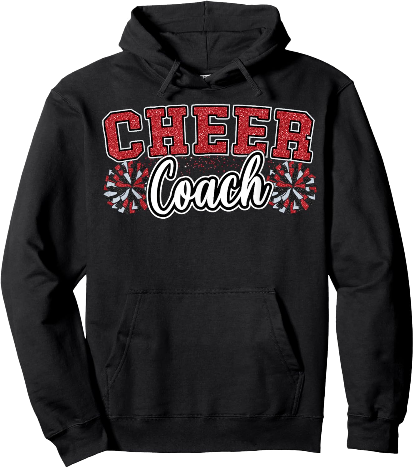Loud Proud Cheer Coach Pom Poms Red Black Cheerleader Women Hoodie - Hoodie | Black