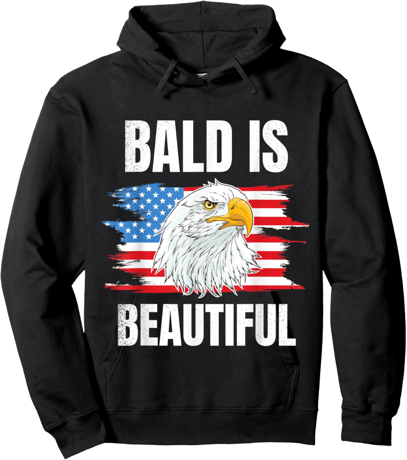 Bald Is Beautiful 4th of Bald Eagle American Flag USA Gift Hoodie - Hoodie | Black