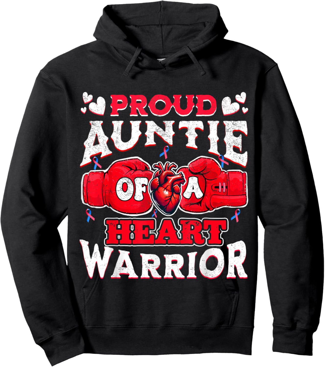 Proud Auntie Of A Heart Warrior CHD Awareness Hoodie - Hoodie | Black