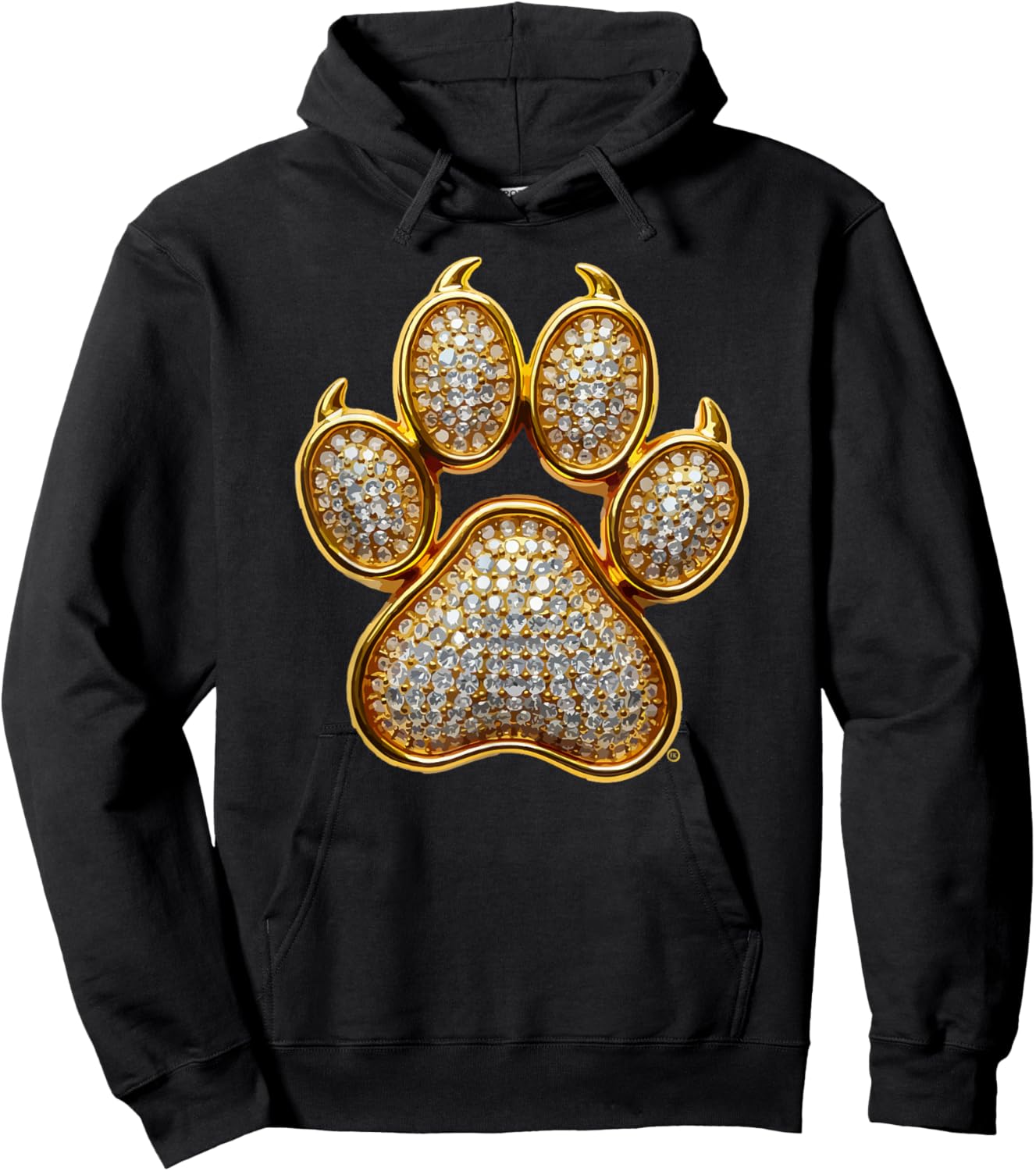 Dog Mom, Dog Dad, Gold Dog Paw, Great Bling Dog Lover Gift Hoodie - Hoodie | Black