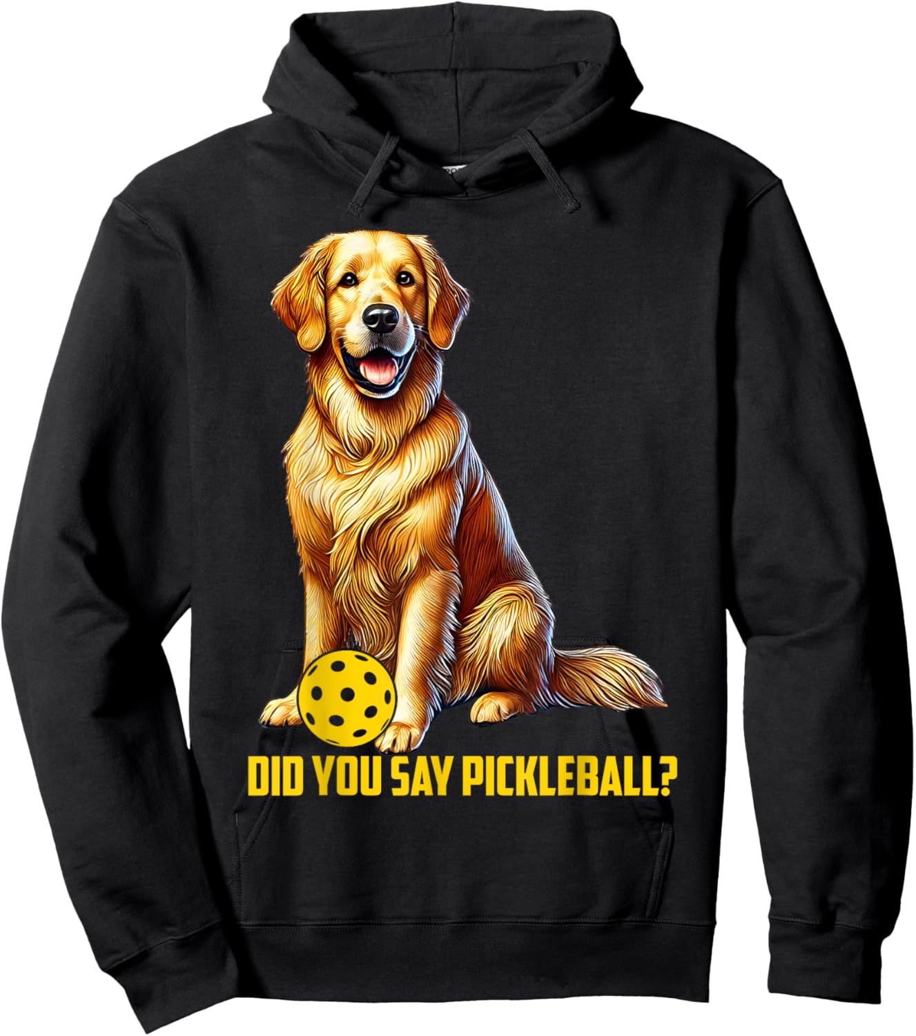 Cute Golden Retriever Pickleball Dog Women Girls Kids Hoodie - Hoodie | Black