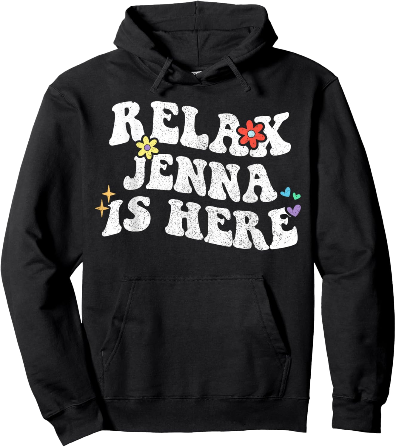Retro Groovy Relax Jenna Is Here Funny Mother's Day Name Hoodie - Hoodie | Black