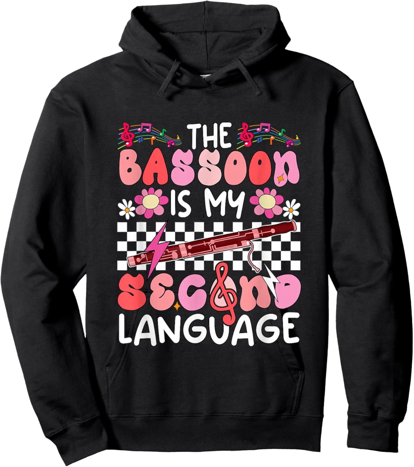Bassoon is Second Language Proud Instrumentalist Valentine Hoodie - Hoodie | Black