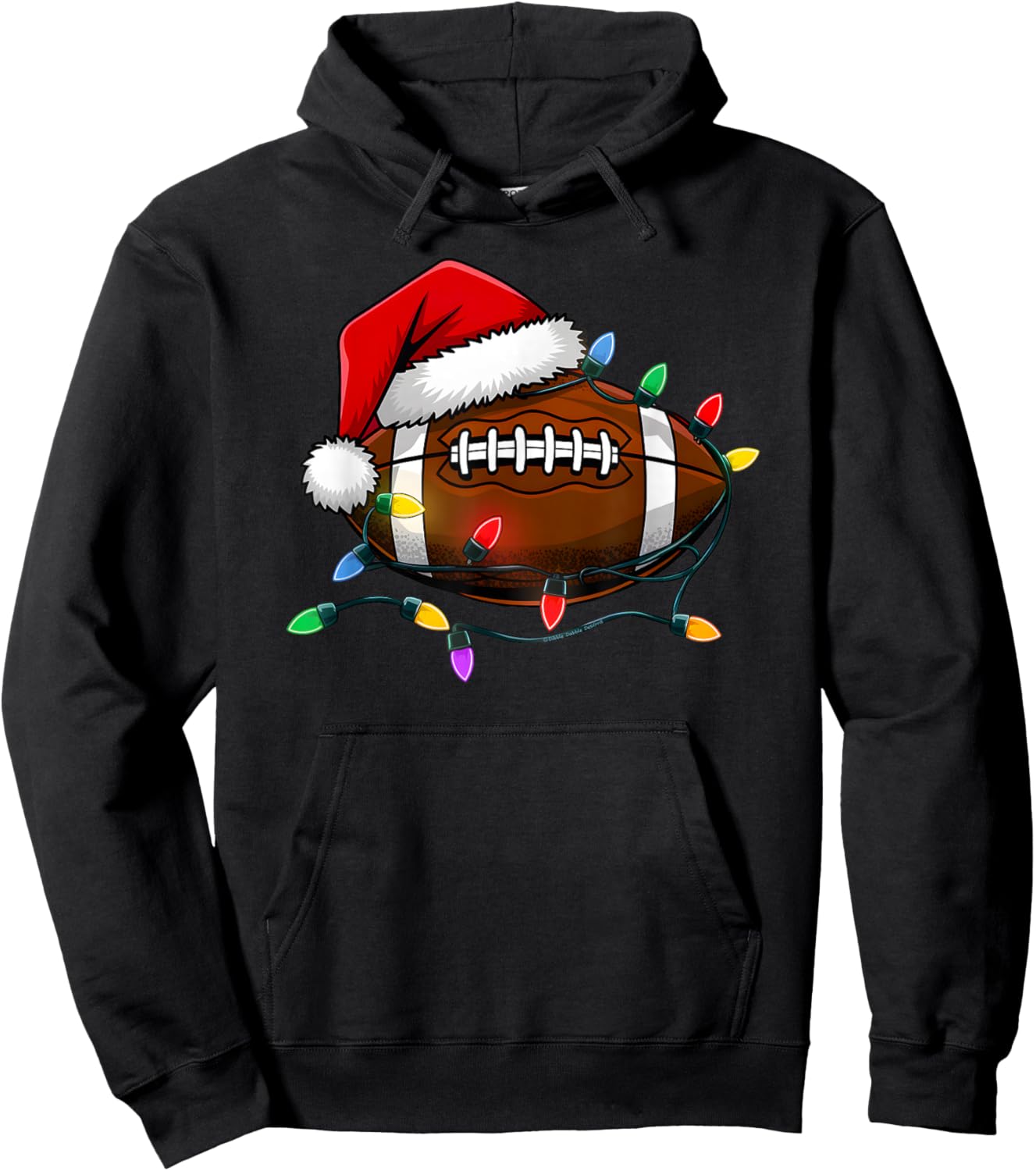 Christmas Football with Santa Hat Christmas Football Player Hoodie - Hoodie | Black