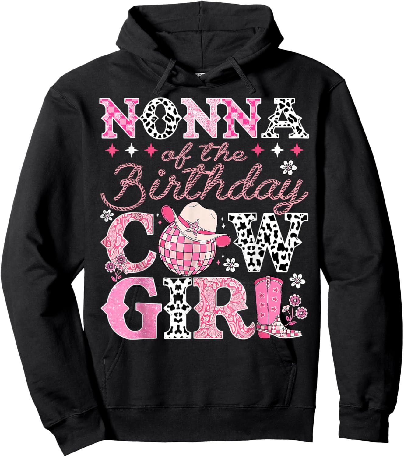 Nonna of The Birthday Cowgirl Rodeo Western Bday Party Hoodie - Hoodie | Black