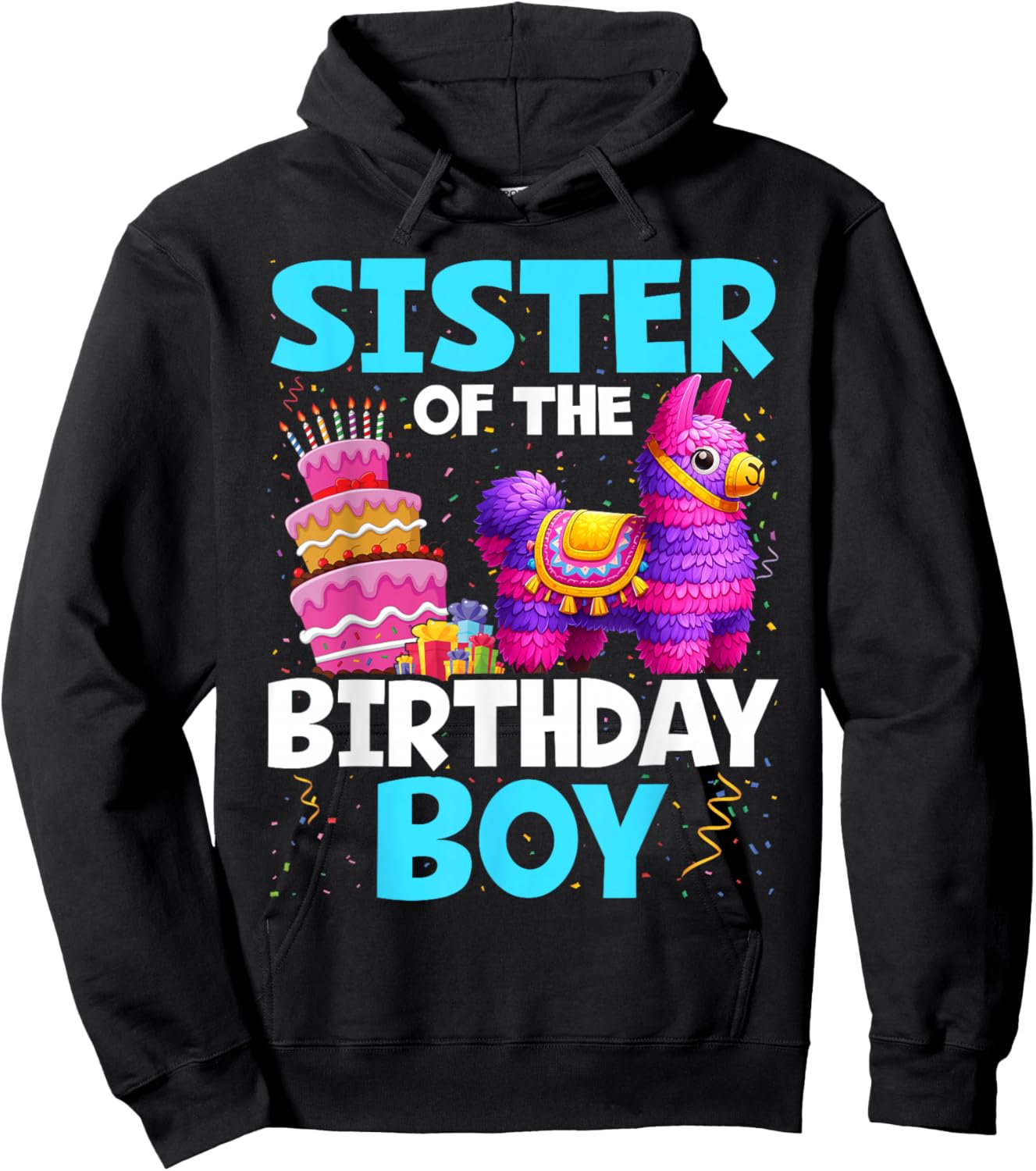 Sister Of The Birthday Boy Llama Family Party Decorations Hoodie - Hoodie | Black