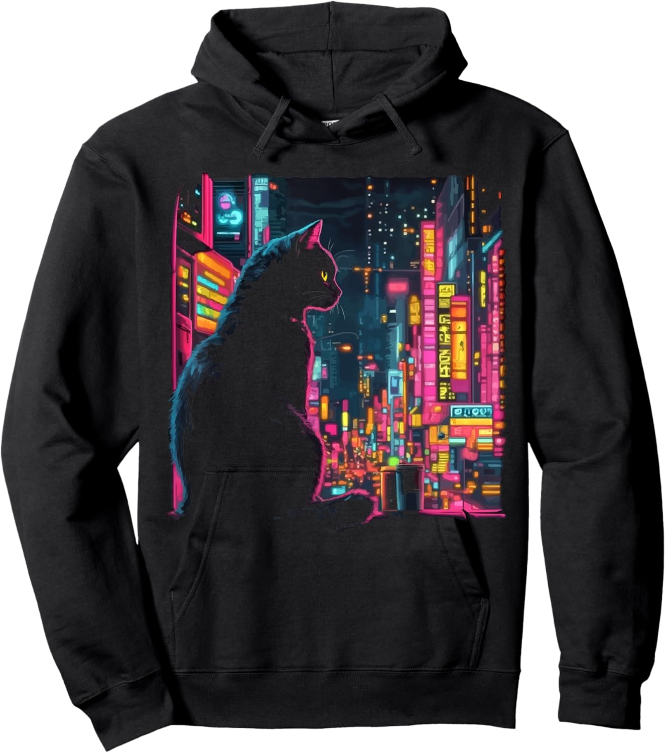 Cyberpunk Cat Kitty Meow Animal Pet Future Science Fiction Hoodie - Hoodie | Black
