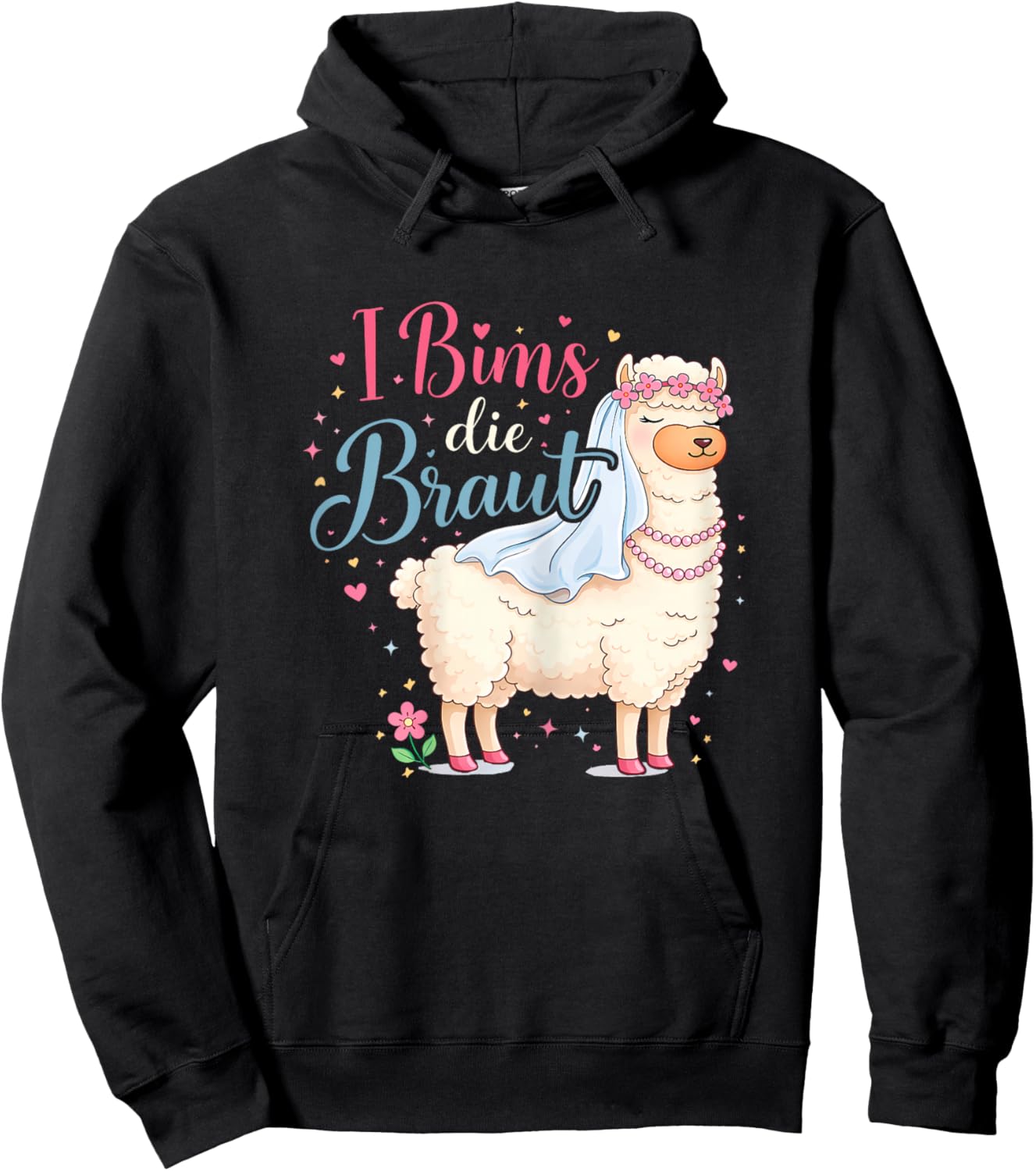 I bims die die Braut Hochzeit Motiv Lama Alpaka JGA Party Hoodie - Hoodie | Black