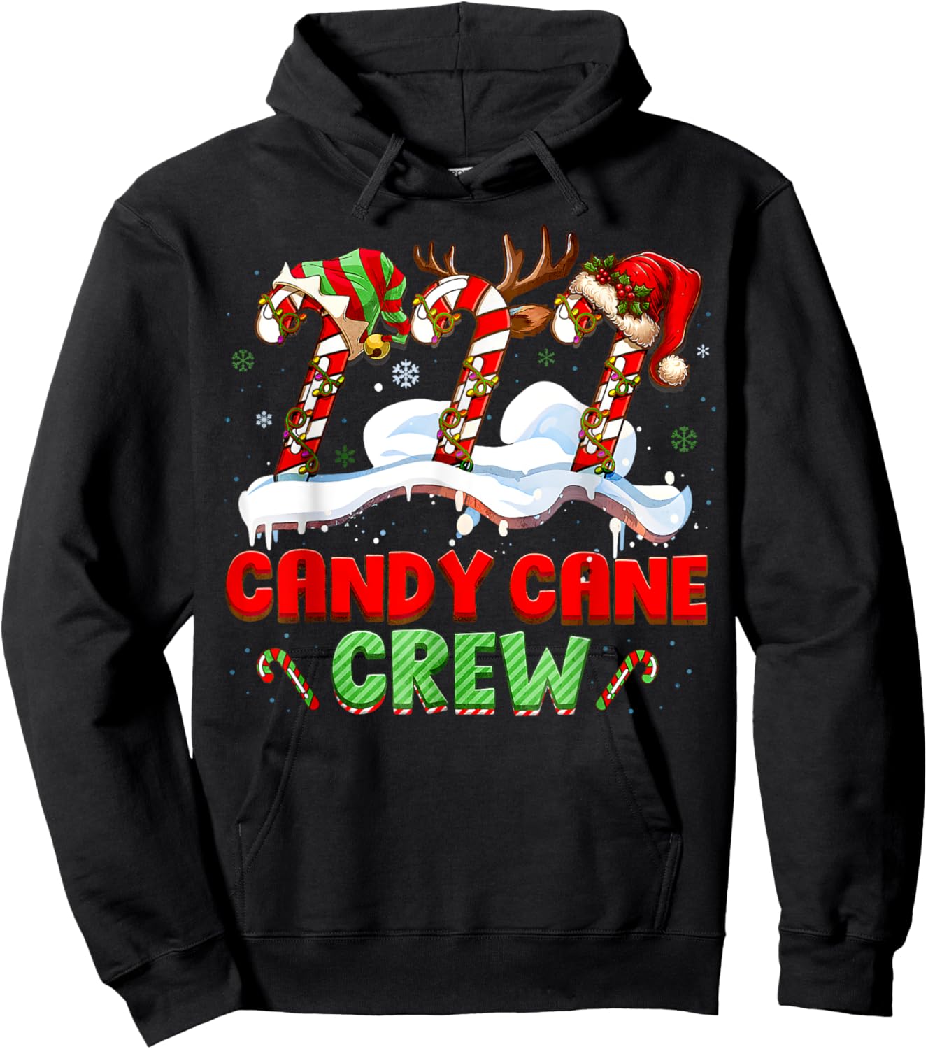 Candy Cane Crew Funny Christmas Candy Lover Xmas Kids Hoodie - Hoodie | Black