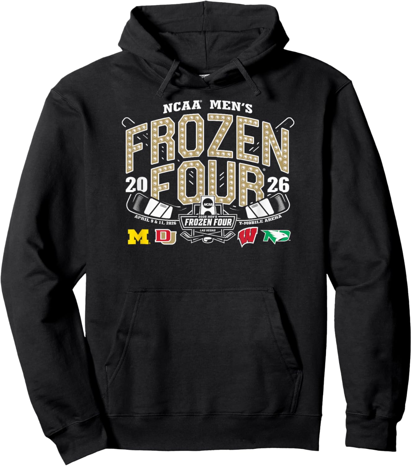 NCAA Frozen Four 2026 Men's Hockey Black Officially Licensed Hoodie - Hoodie | Black