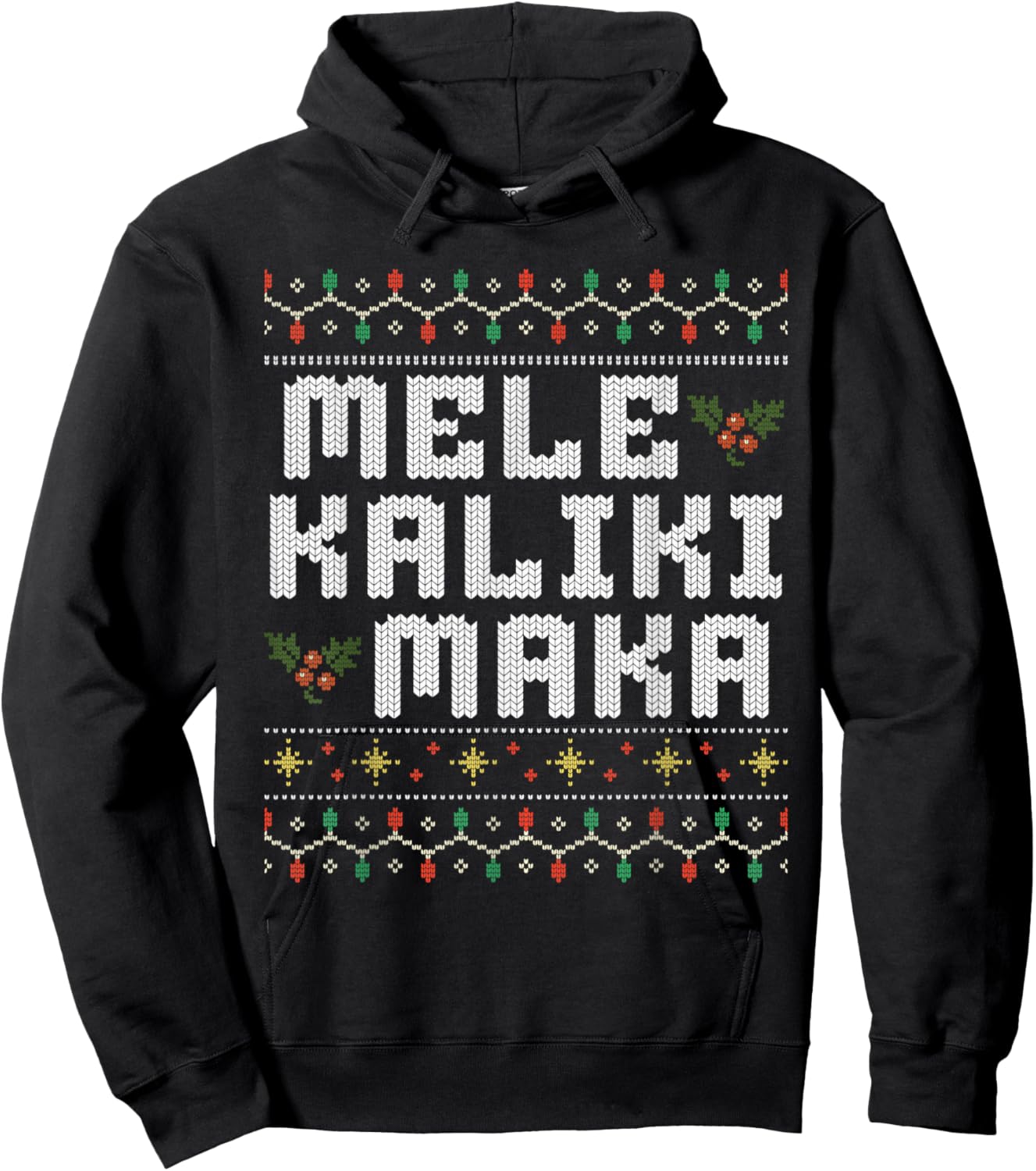 Mele Kalikimaka Ugly Christmas Cousin Family Hawaiian Xmas Hoodie - Hoodie | Black