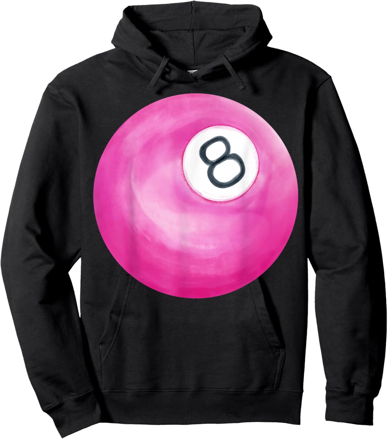 Hand Painted Hot Pink 8 Ball, Billiard and Pool Ball Hoodie - Hoodie | Black