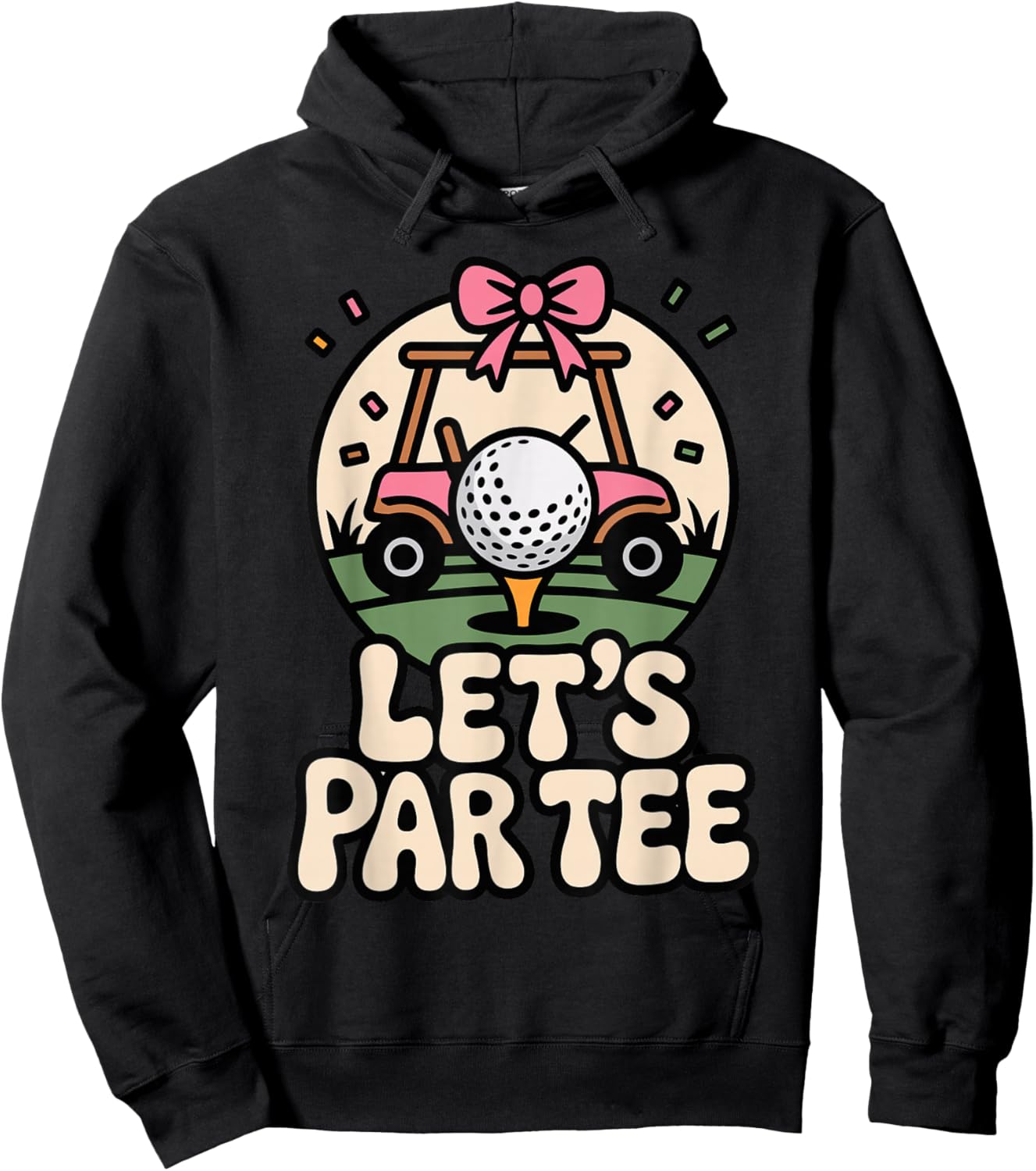 Let's Par Funny Golf Pun Retro Golf Cart Bachelorette Hoodie - Hoodie | Black