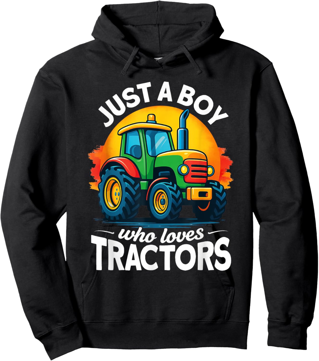 Kids Farm Lifestyle Just A Boy Who Loves Tractors Hoodie - Hoodie | Black