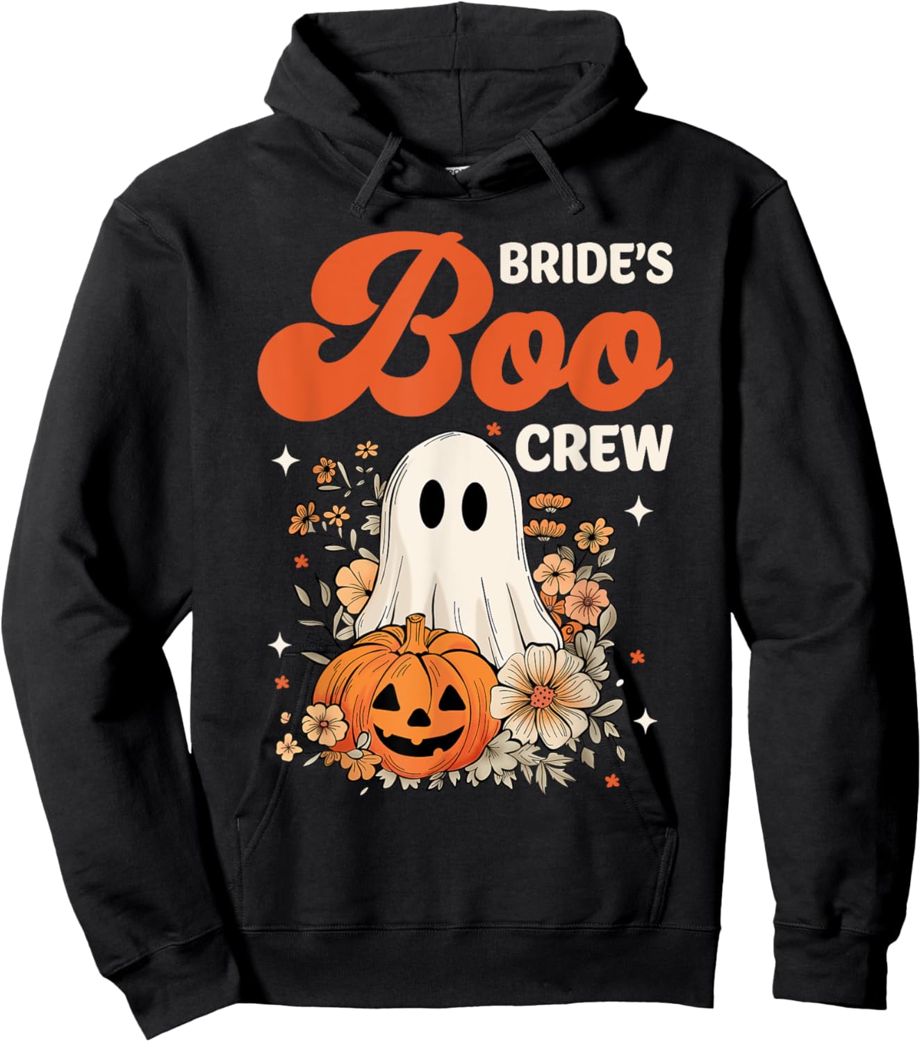 Bride's Boo Crew Wildflower Ghost Halloween Bachelorette Hoodie - Hoodie | Black