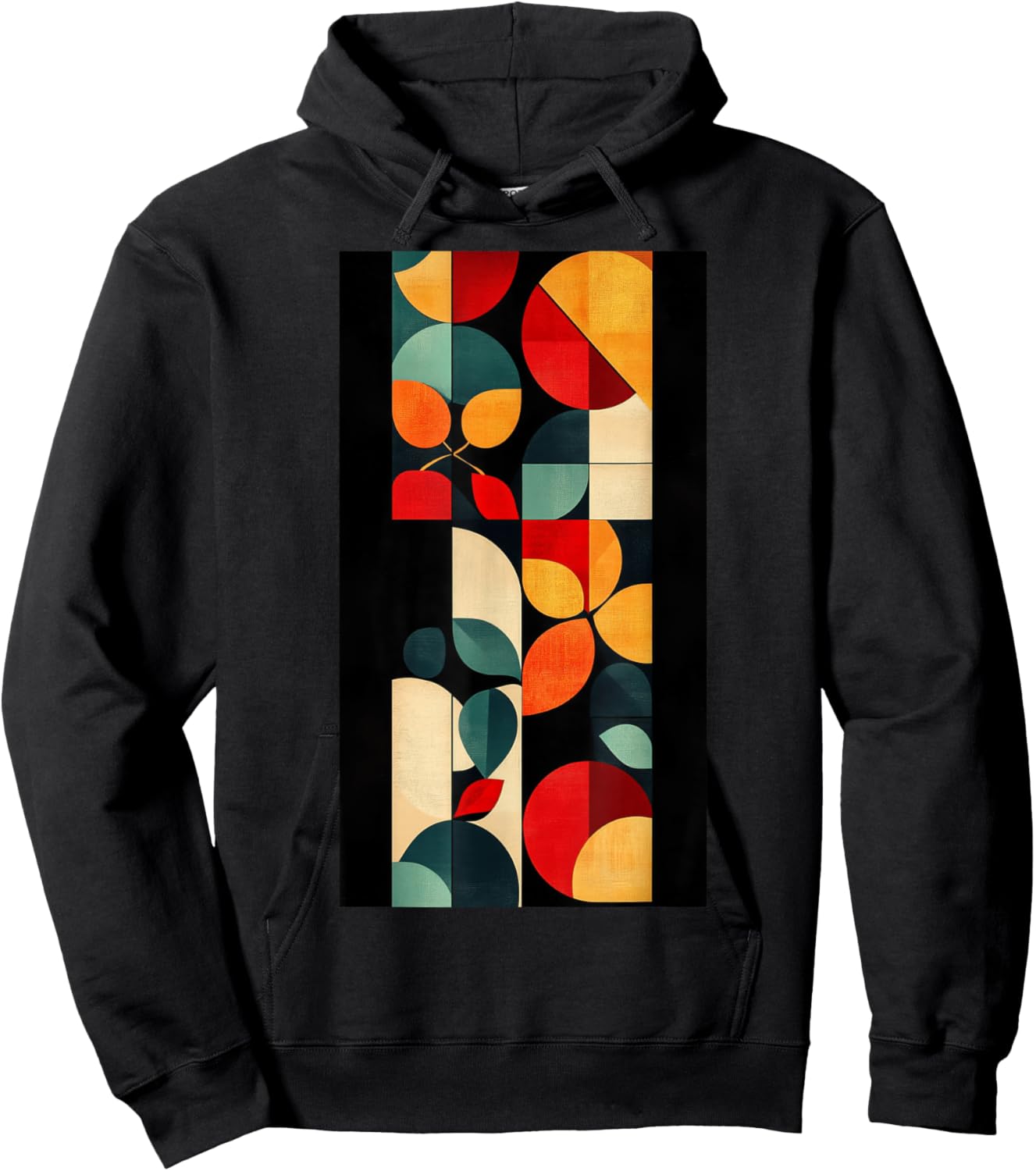 Geometric Pattern Abstract Floral Elements Colors Hoodie - Hoodie | Black