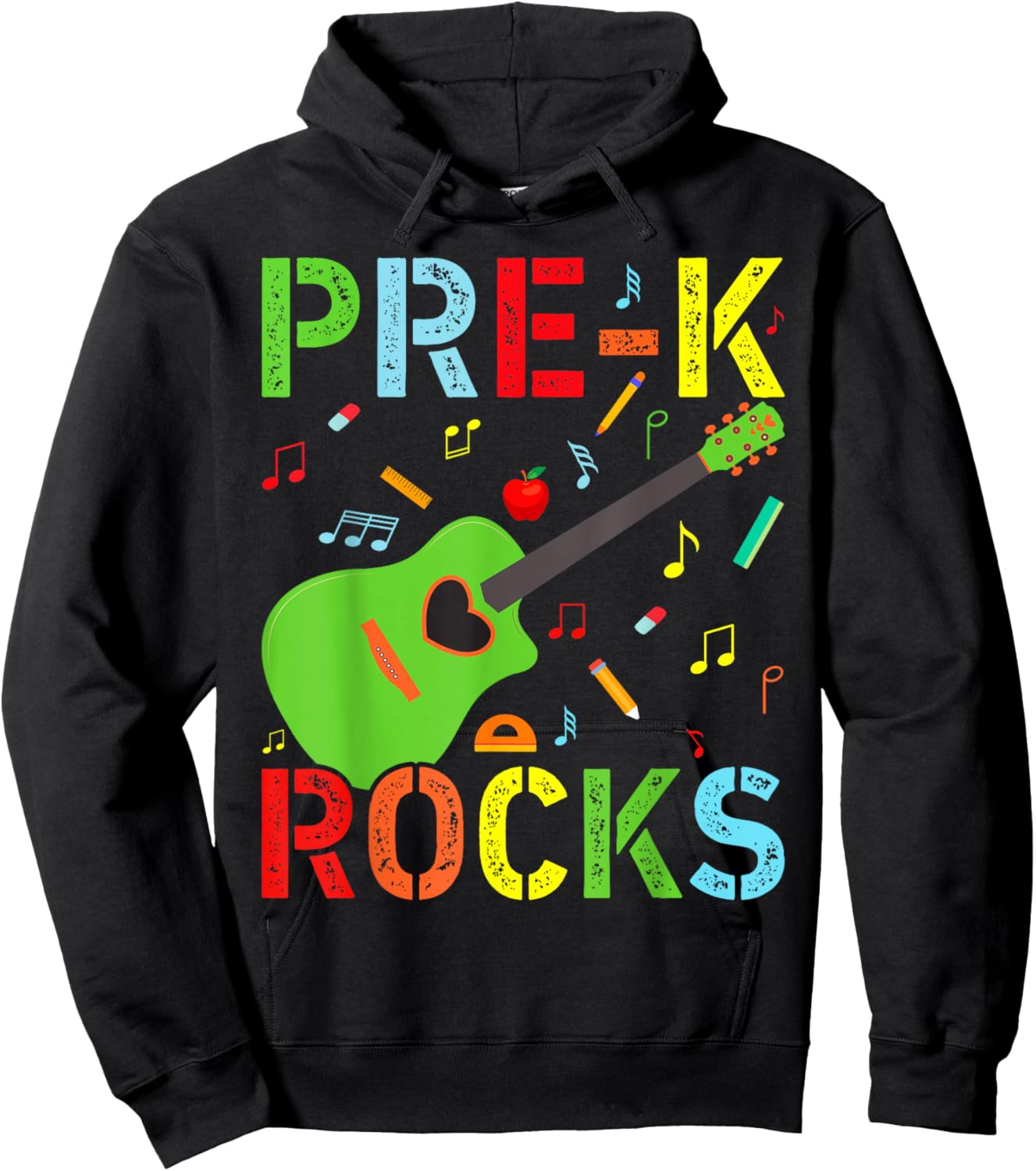 Hello Pre-K Rocks Teacher Team Vibes Rockstar Hoodie - Hoodie | Black