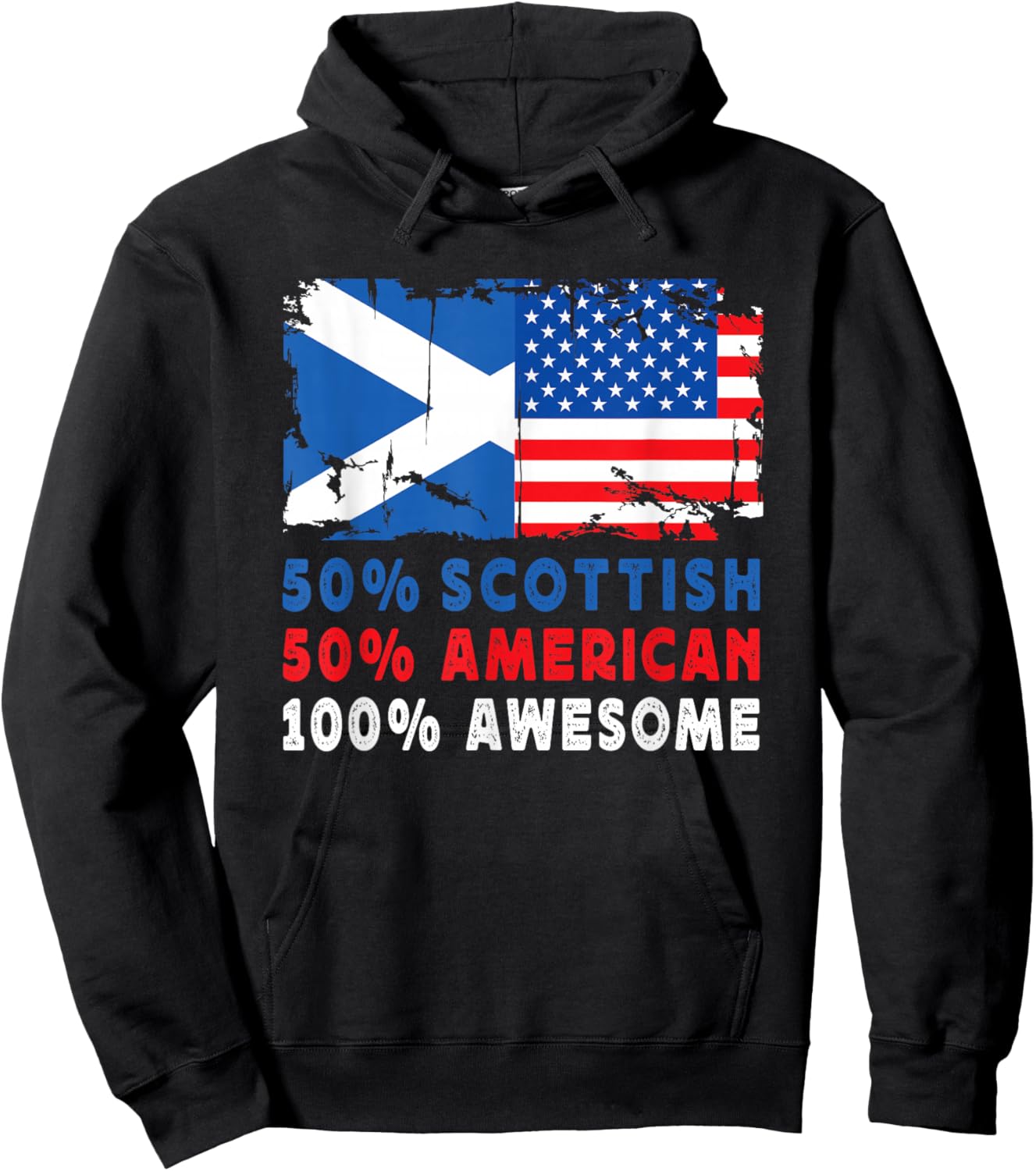 50% Half Scottish Half American 100% Awesome Scotland Flag Hoodie - Hoodie | Black