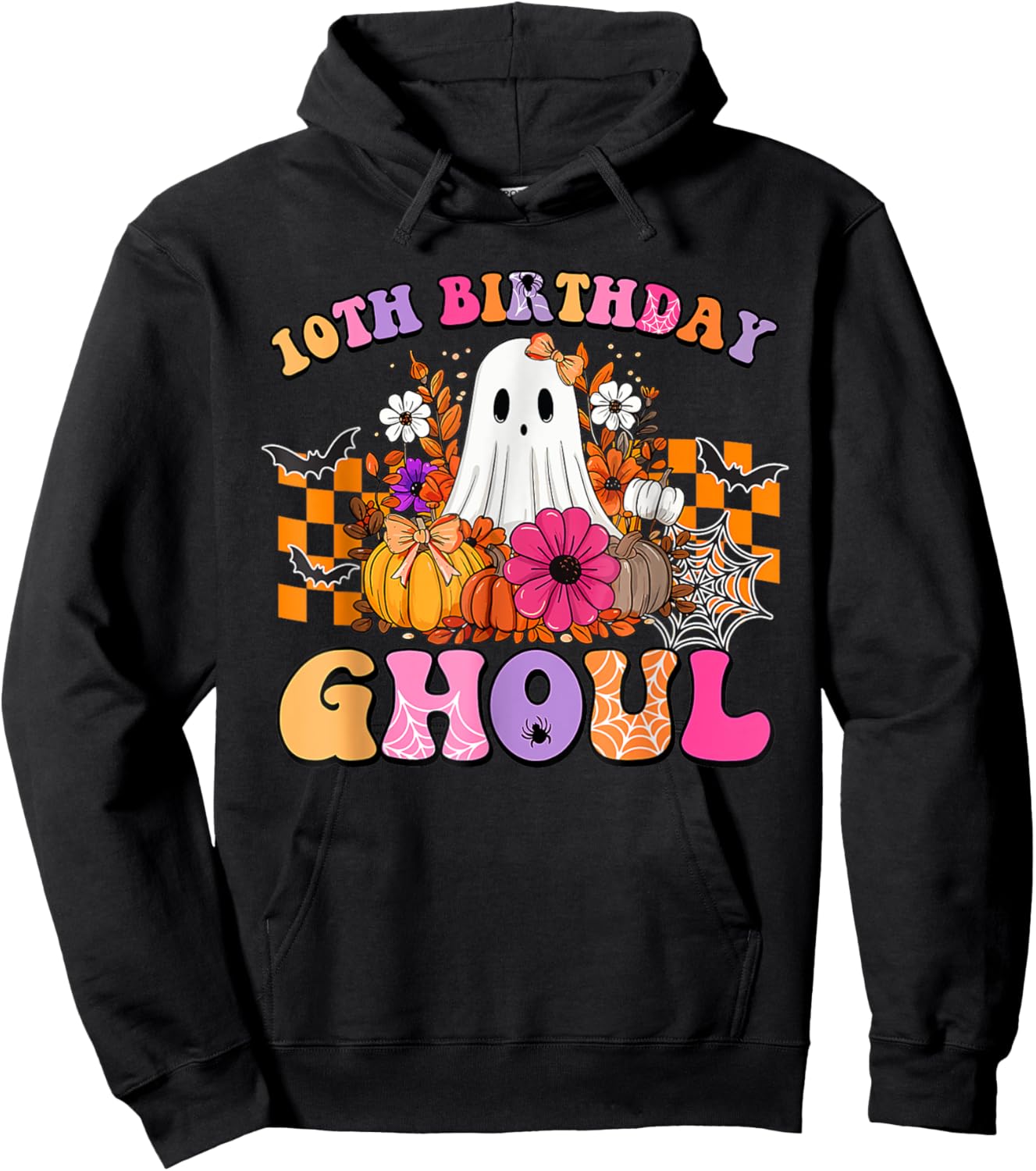 Halloween Ghoul 10 Year Old 10th Birthday Spooky Ghost Hoodie - Hoodie | Black
