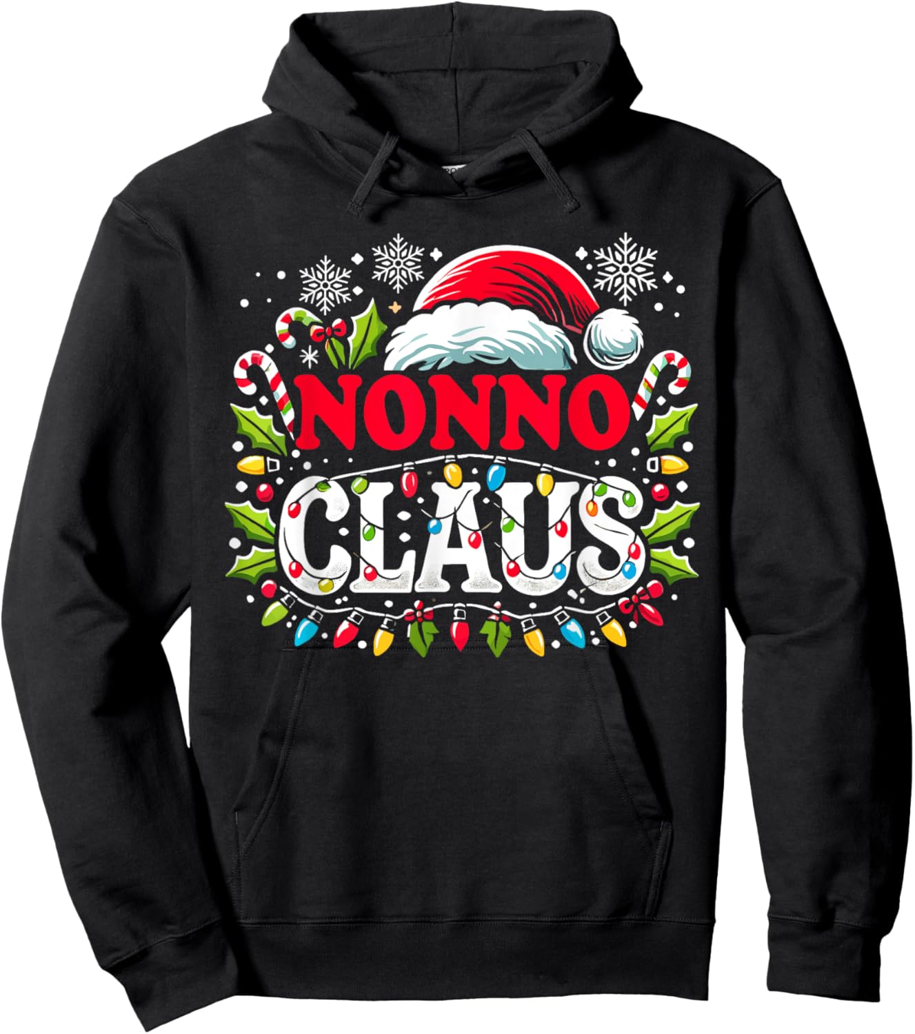 Nonno Claus Funny Christmas Santa Hat, Italian Grandpa Xmax Hoodie - Hoodie | Black