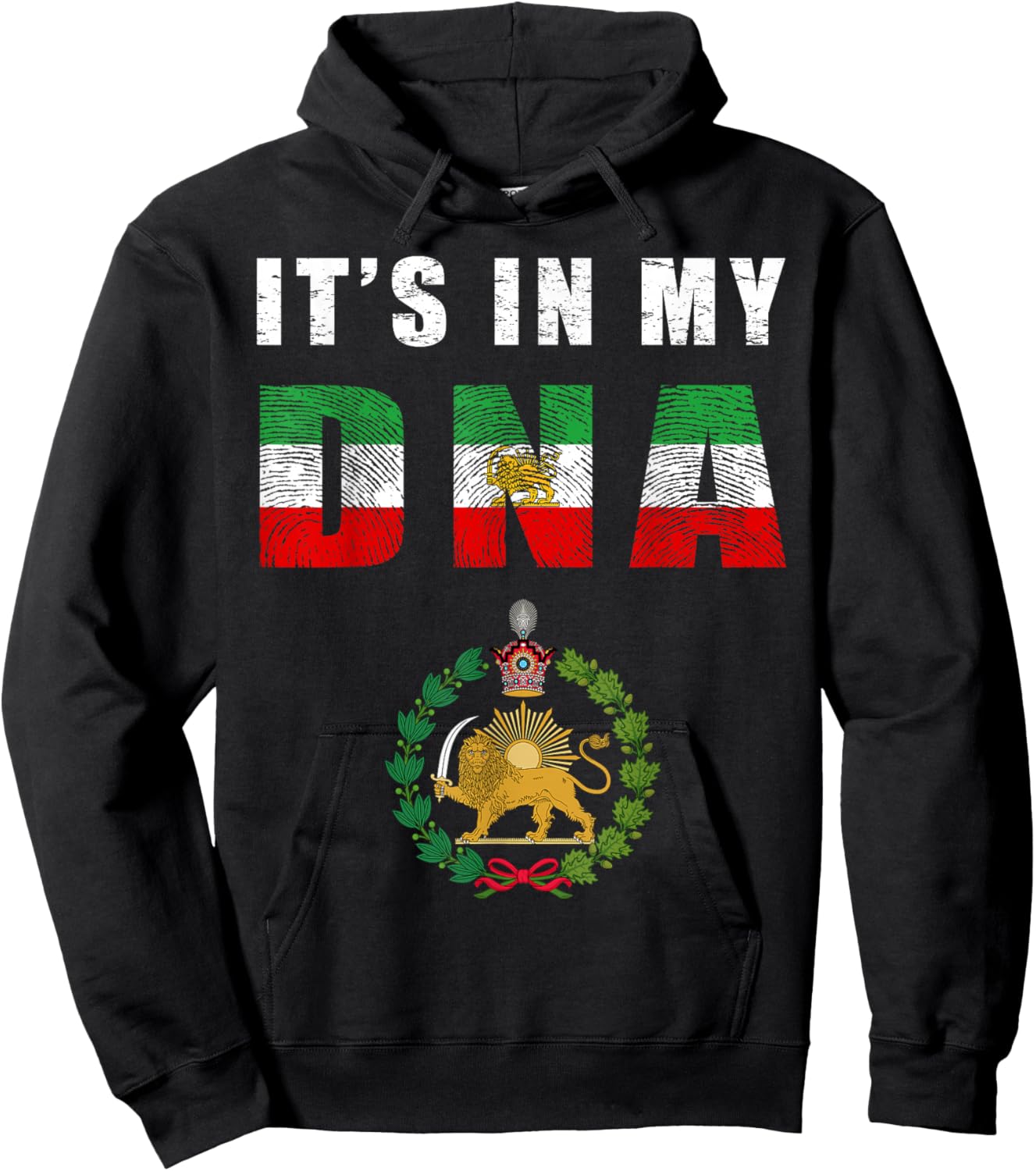 Lion Sun Flag of Iran, Iran, Persian, Shir o Khorshid Hoodie - Hoodie | Black