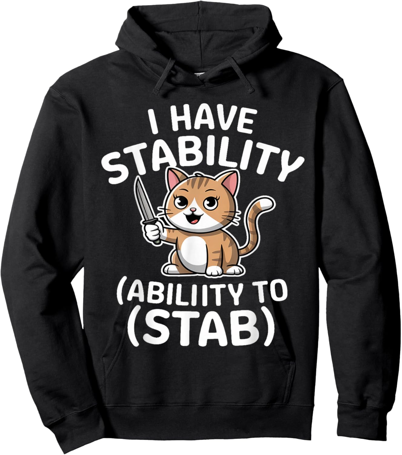 I Have Stability Ability To Stab Funny Sarcastic Humor Cats Hoodie - Hoodie | Black