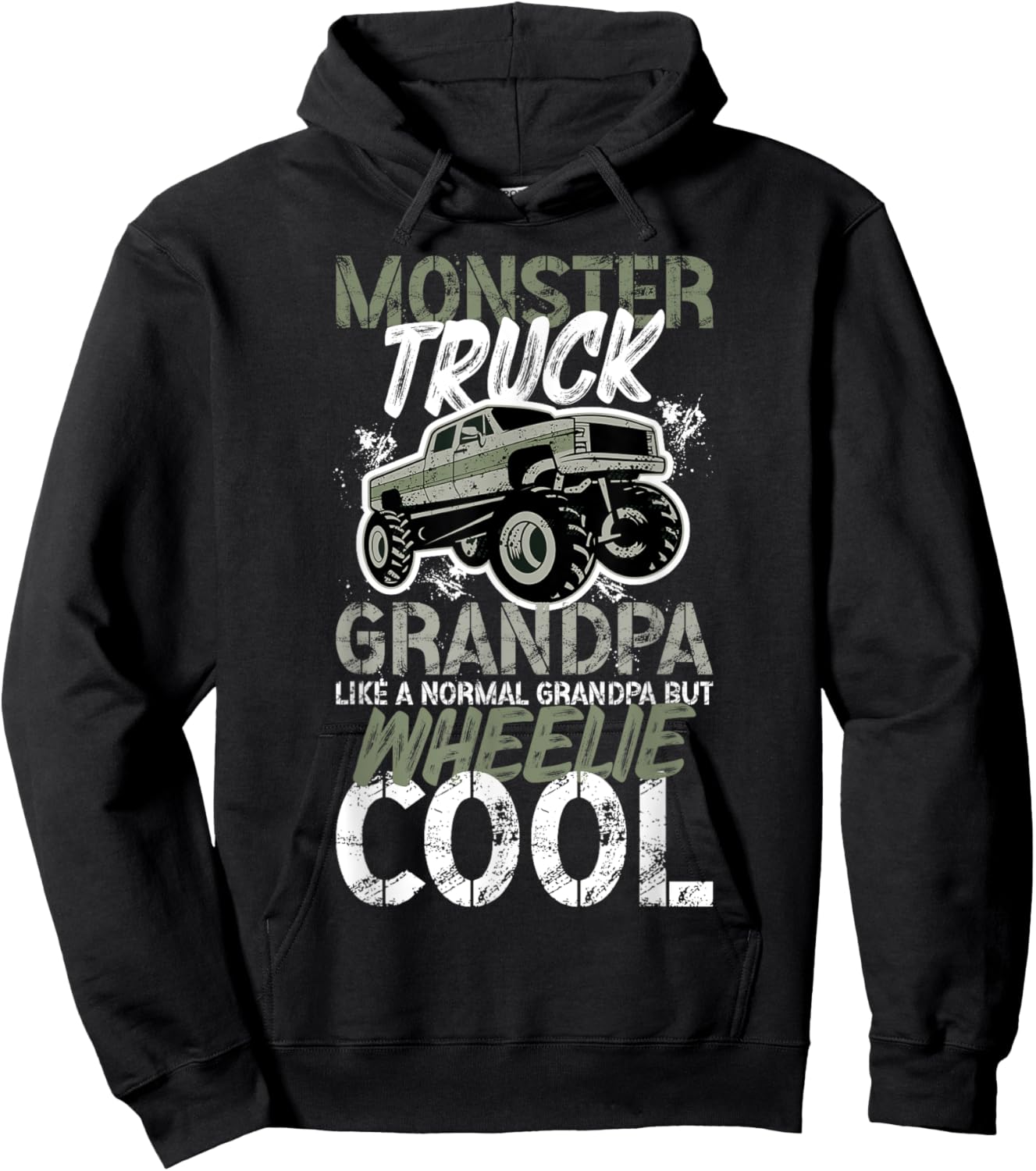 Monster Truck Grandpa Wheelie Cool Monster Truck Grandfather Hoodie - Hoodie | Black