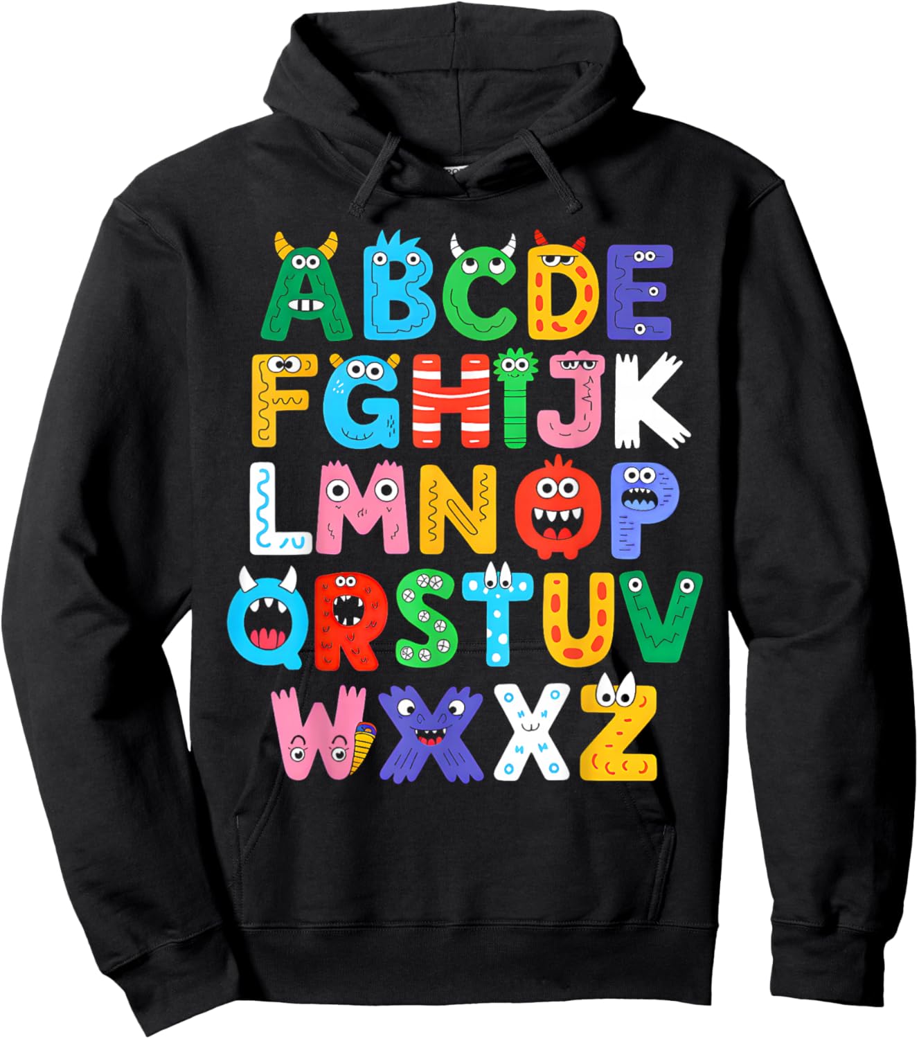 Monster ABC Cute Alphabet Halloween Teacher Costume Kids Hoodie - Hoodie | Black
