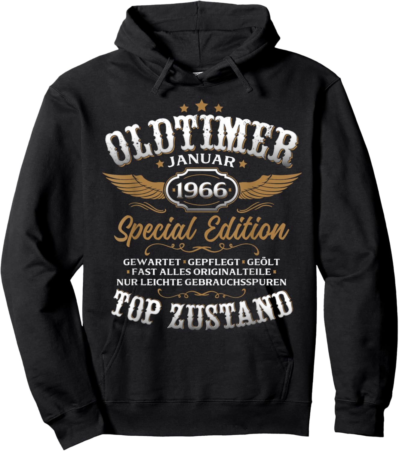 60th Birthday Man Gift Vintage Car January 1966 Hoodie - Hoodie | Black