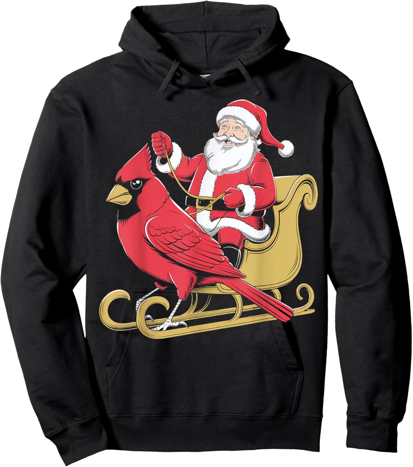 Santa Riding Giant Cardinal Bird for Christmas Lovers Hoodie - Hoodie | Black