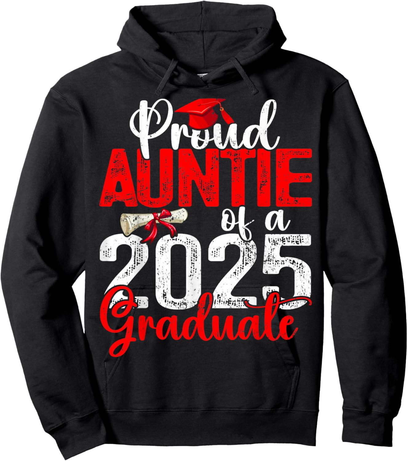 Proud Auntie Of A Class Of 2025 Graduate Senior Graduation Hoodie - Hoodie | Black