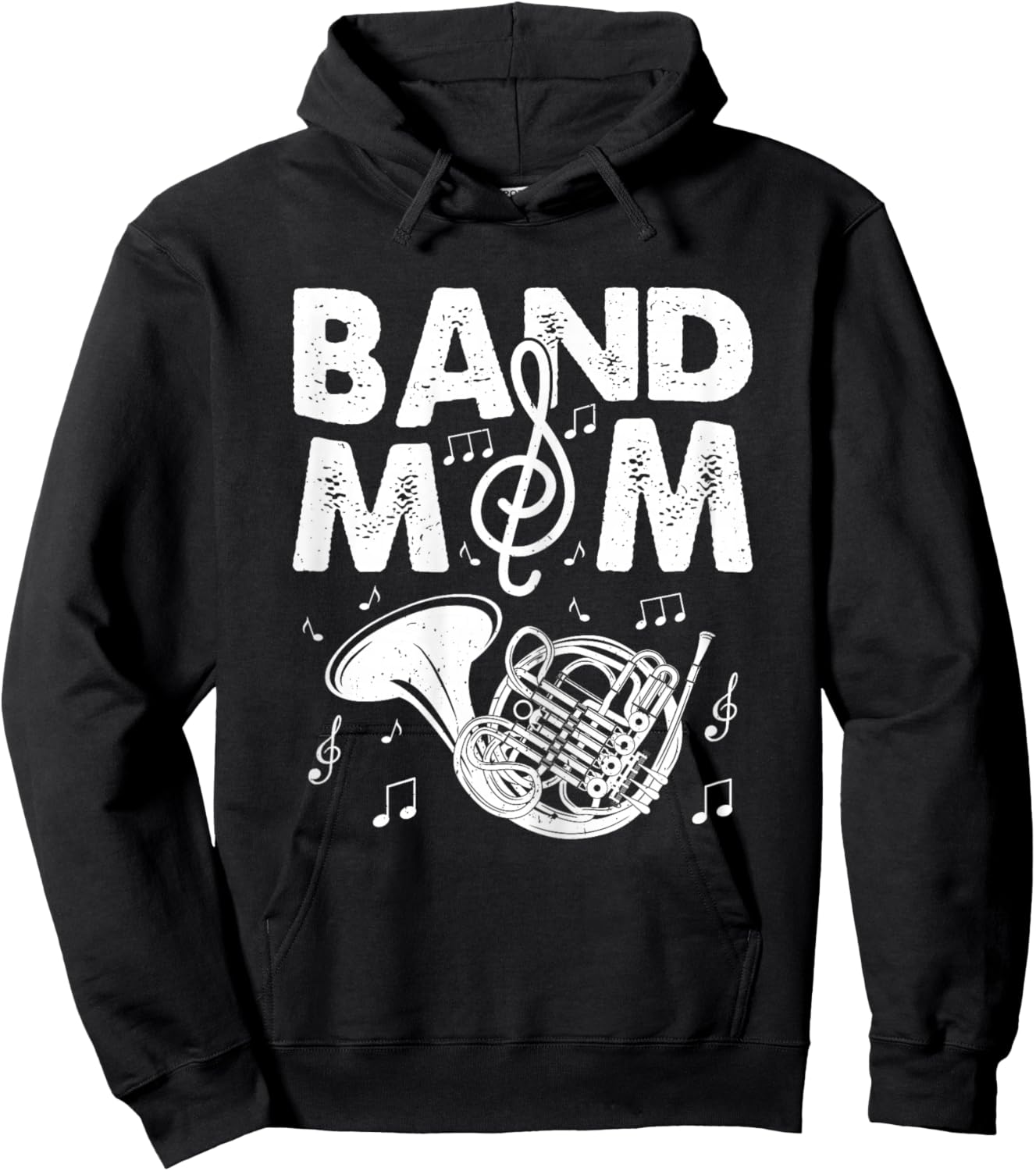 Band Mom Funny French Horn Marching Band Musician Mom Gifts Hoodie - Hoodie | Black