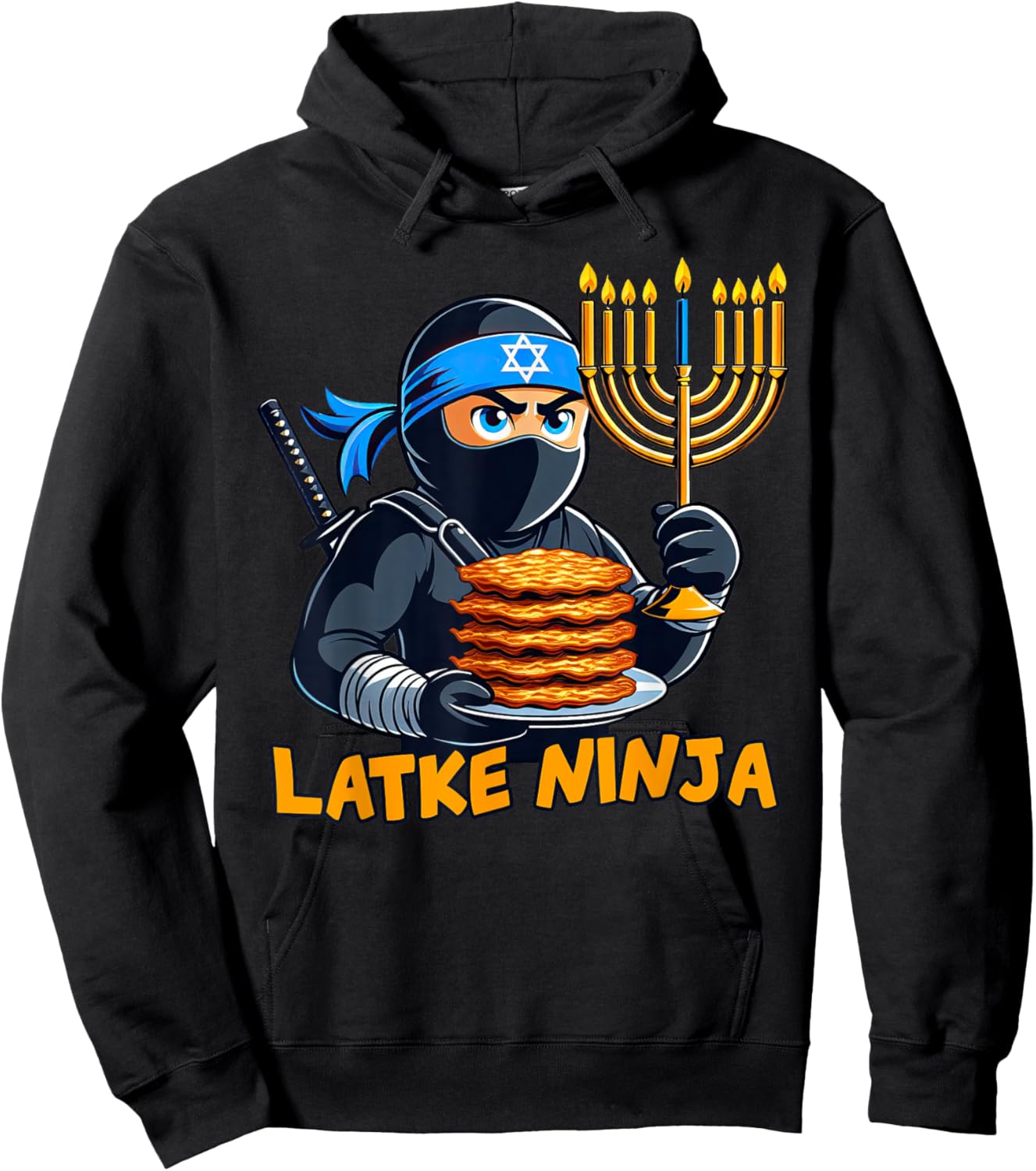 Latke Ninja Chanukah Hanukkah Food Jewish Hoodie - Hoodie | Black