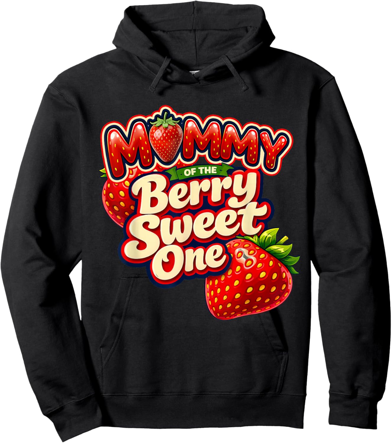 Mother Mommy of The Berry Sweet One Retro First Birthday Hoodie - Hoodie | Black