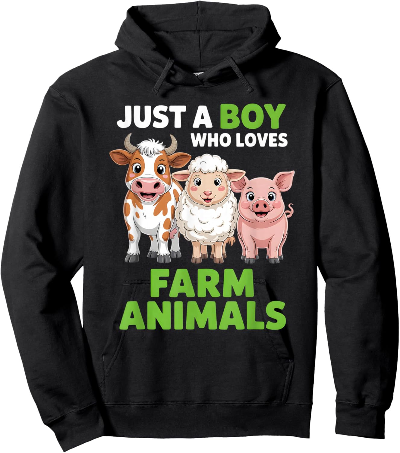 Boys Farm Animal Hoodie - Hoodie | Black