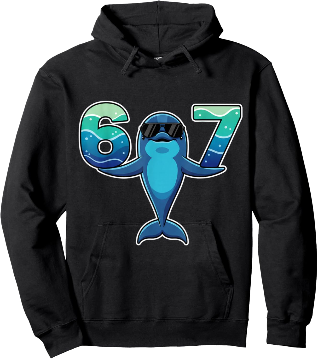 67 Dolphin Sunglasses Gen Alpha Slang Funny six Seven Meme Hoodie - Hoodie | Black