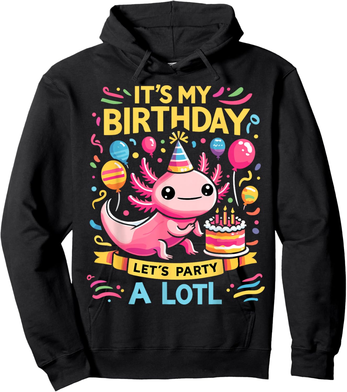 Axolotl Fun Party Kawaii Axolot Birthday Hoodie - Hoodie | Black