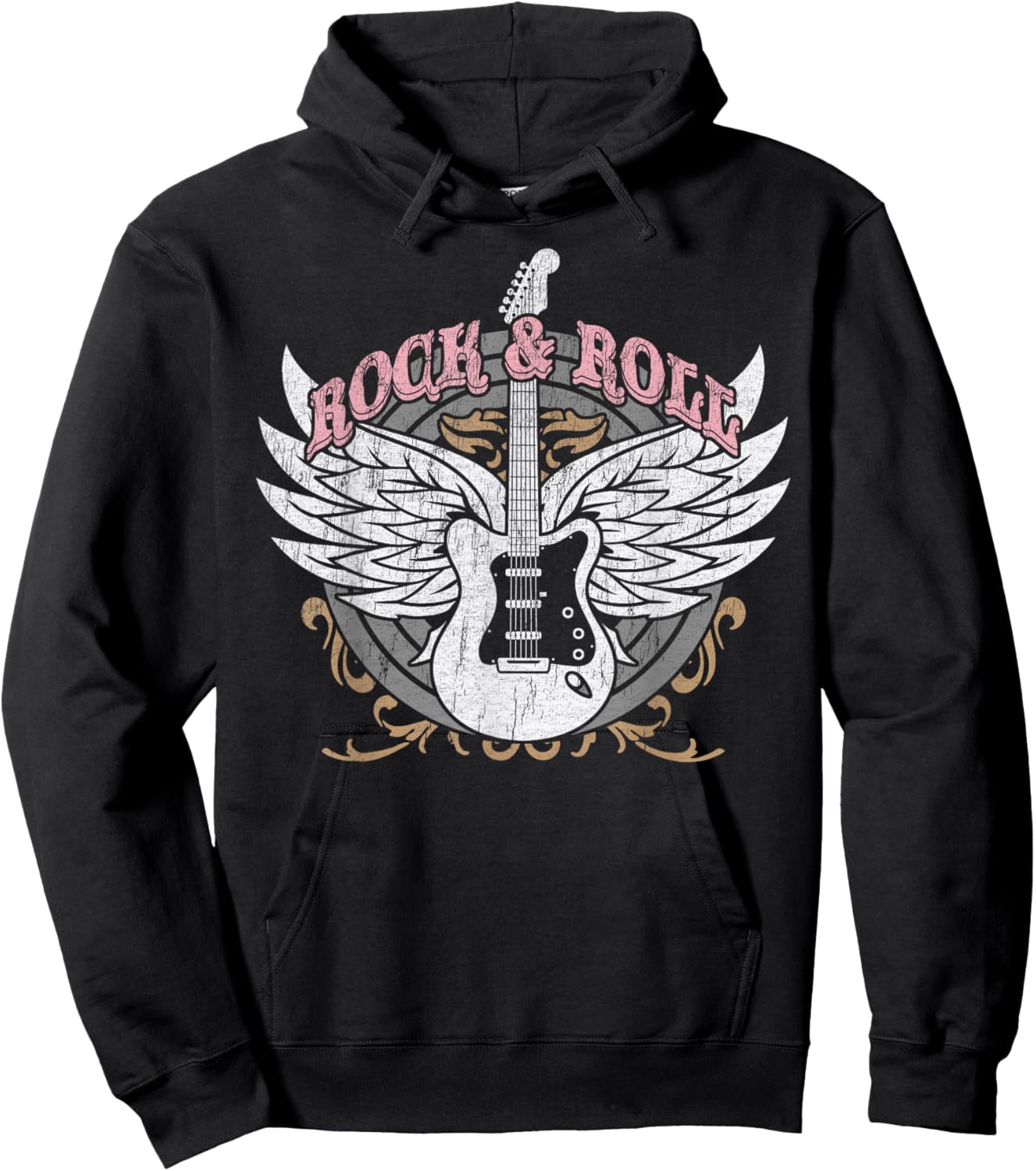 Rock and Roll Guitar Vintage ROCK Women Music Hoodie - Hoodie | Black